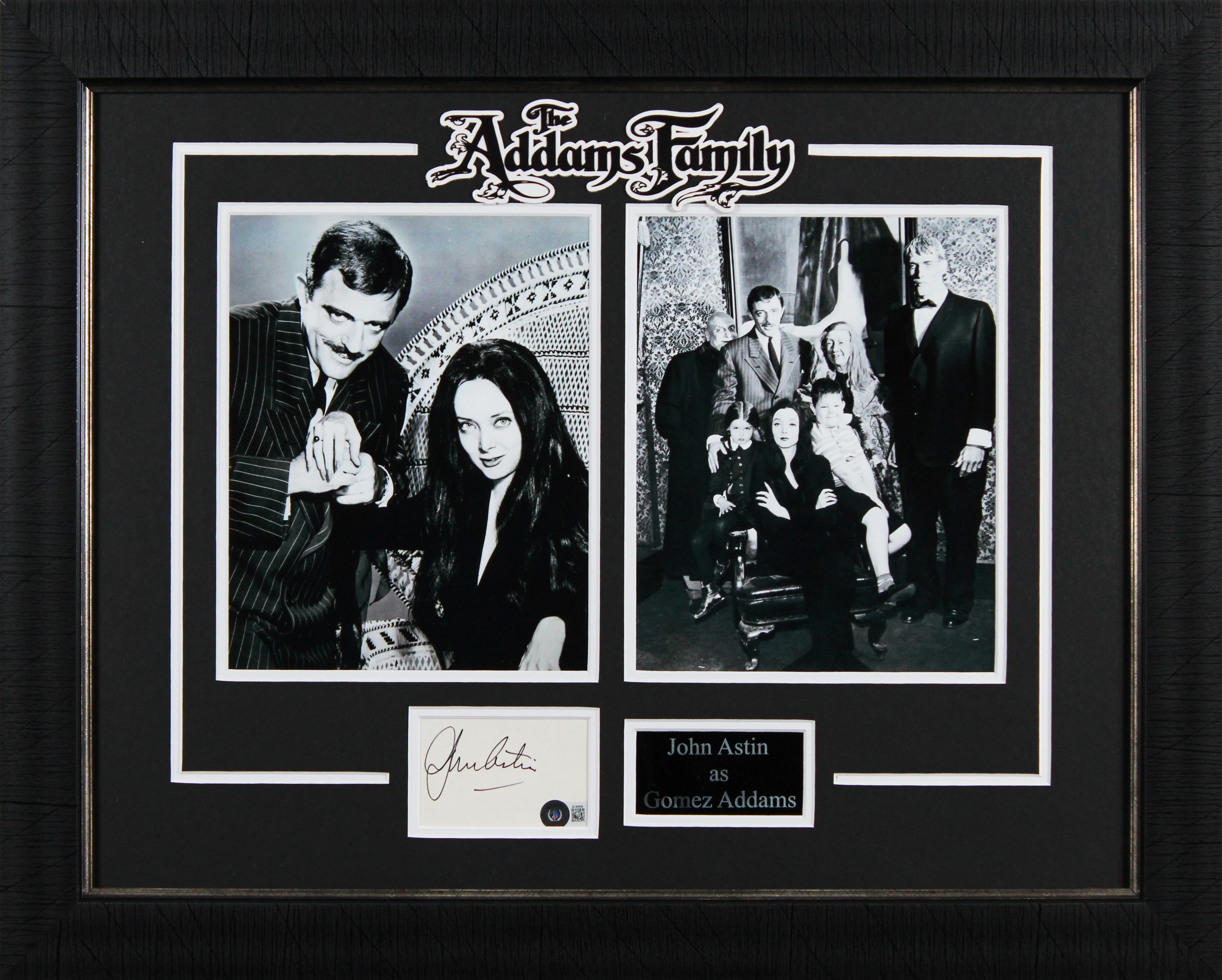 John Astin The Addams Family Authentic Signed 3x5 Index Card Framed Display BAS - Image 2
