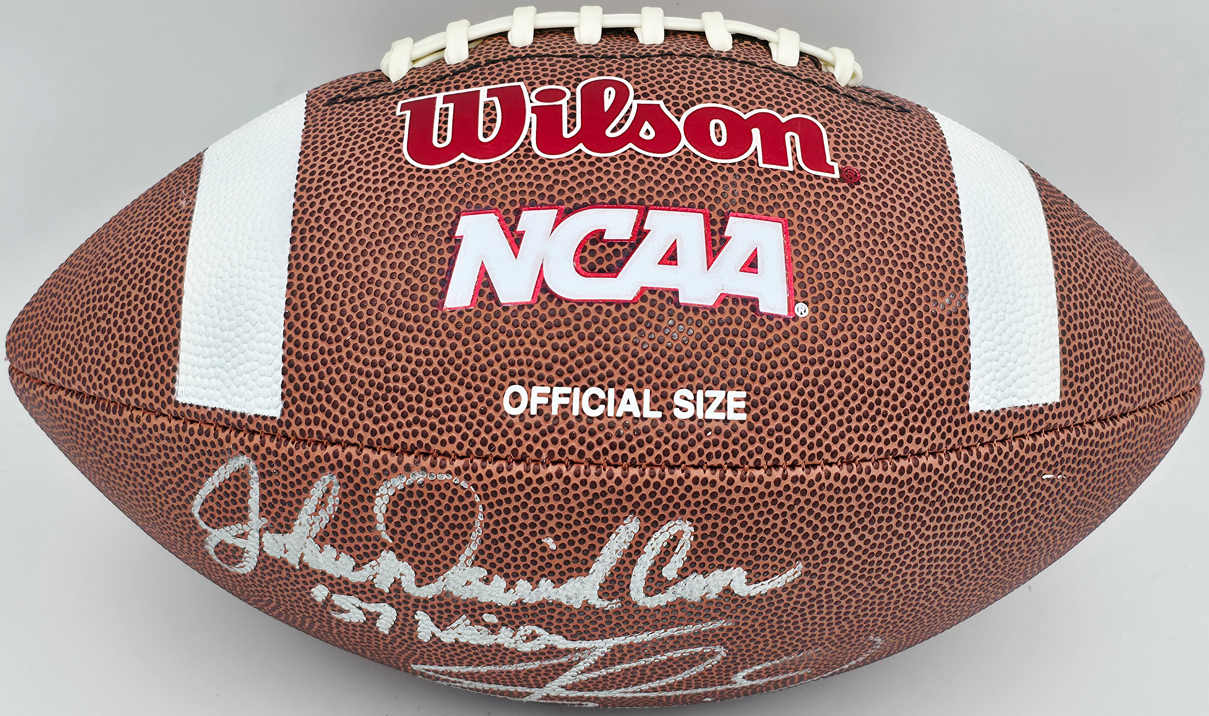 John David Crow & Johnny Manziel Autographed Official NCAA Wilson Leather Football Texas A&M Aggies "Heisman" Beckett BAS QR #BR84860 - Image 3