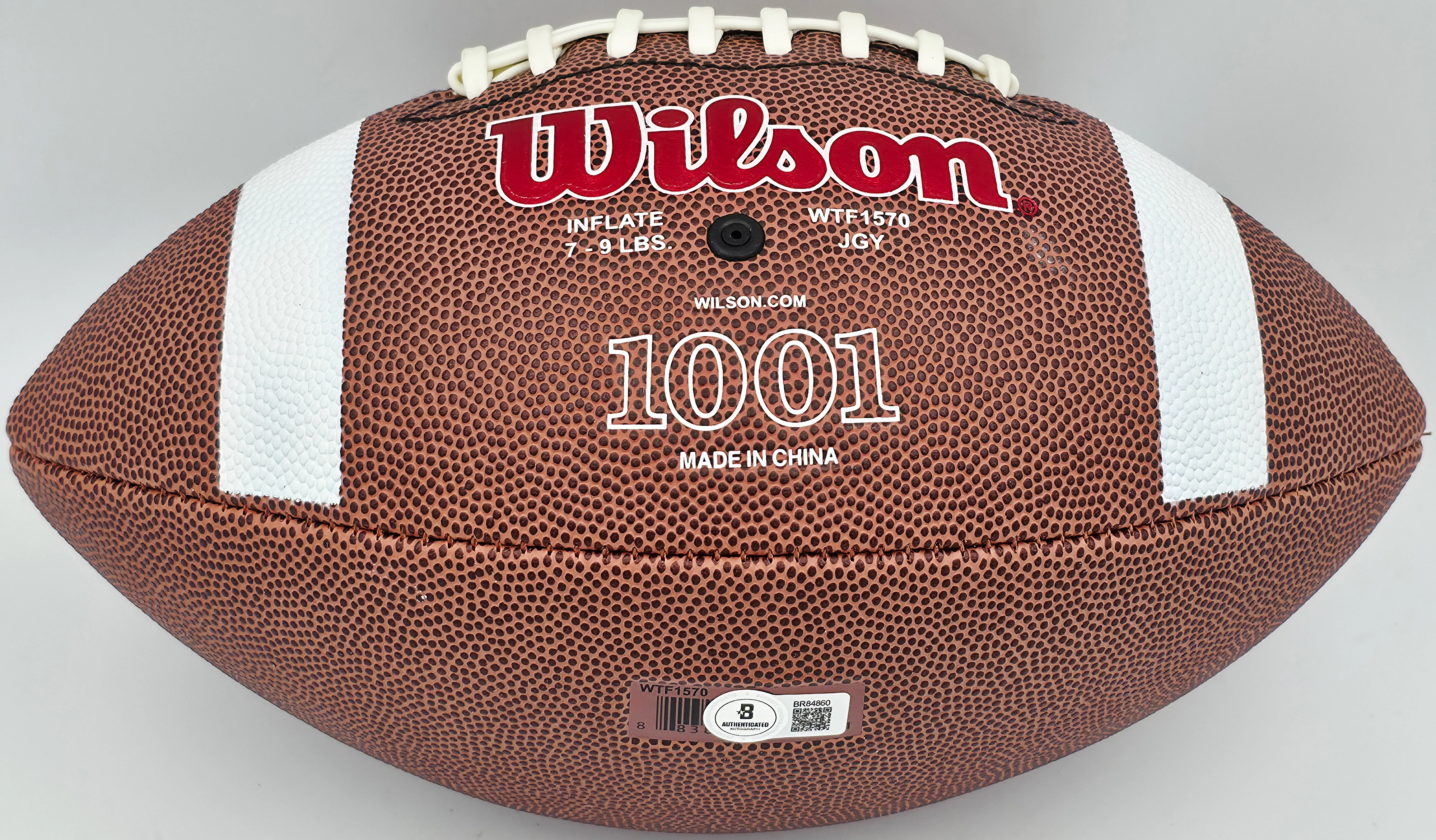 John David Crow & Johnny Manziel Autographed Official NCAA Wilson Leather Football Texas A&M Aggies "Heisman" Beckett BAS QR #BR84860 - Image 4