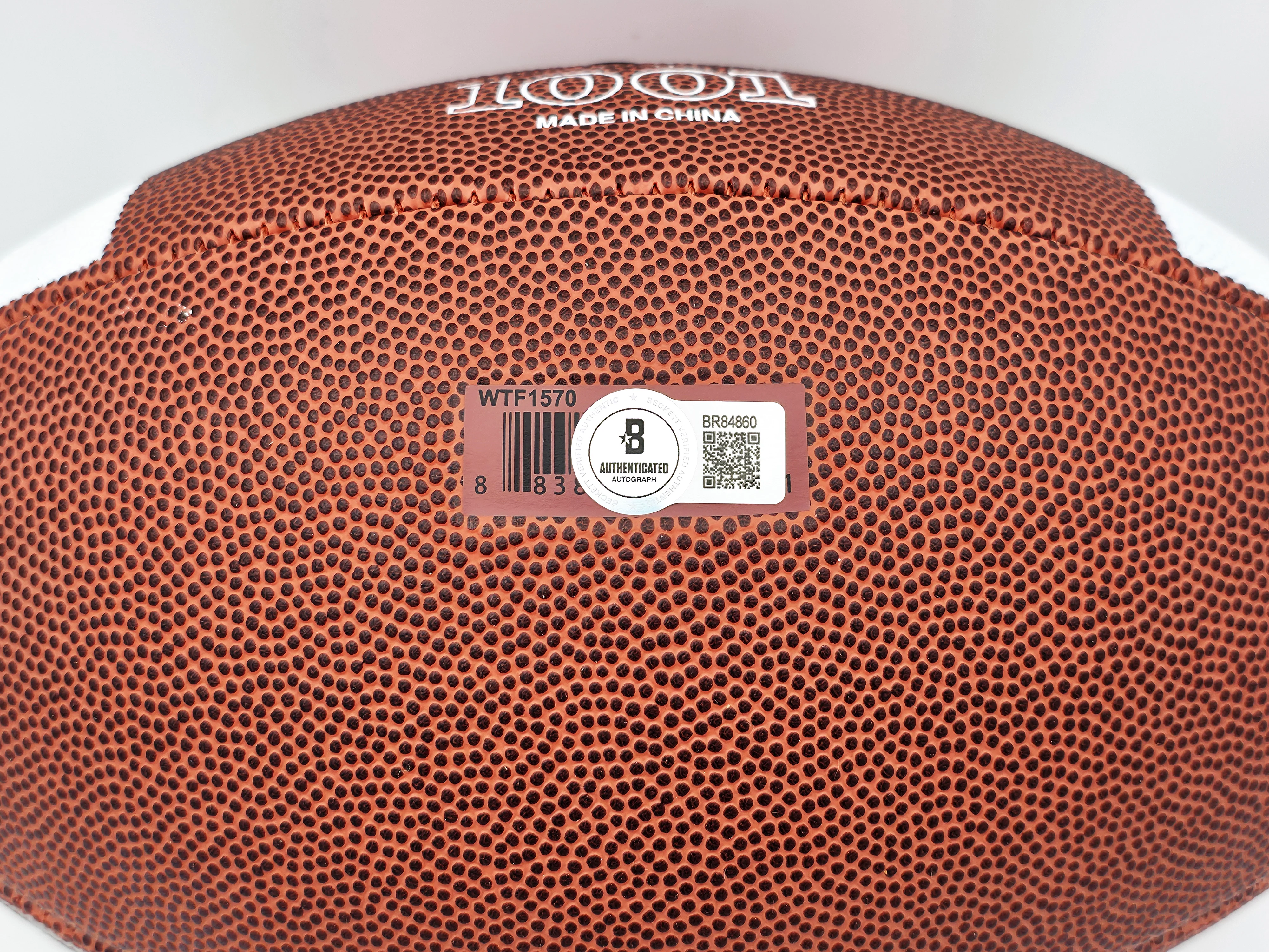 John David Crow & Johnny Manziel Autographed Official NCAA Wilson Leather Football Texas A&M Aggies "Heisman" Beckett BAS QR #BR84860 - Image 5