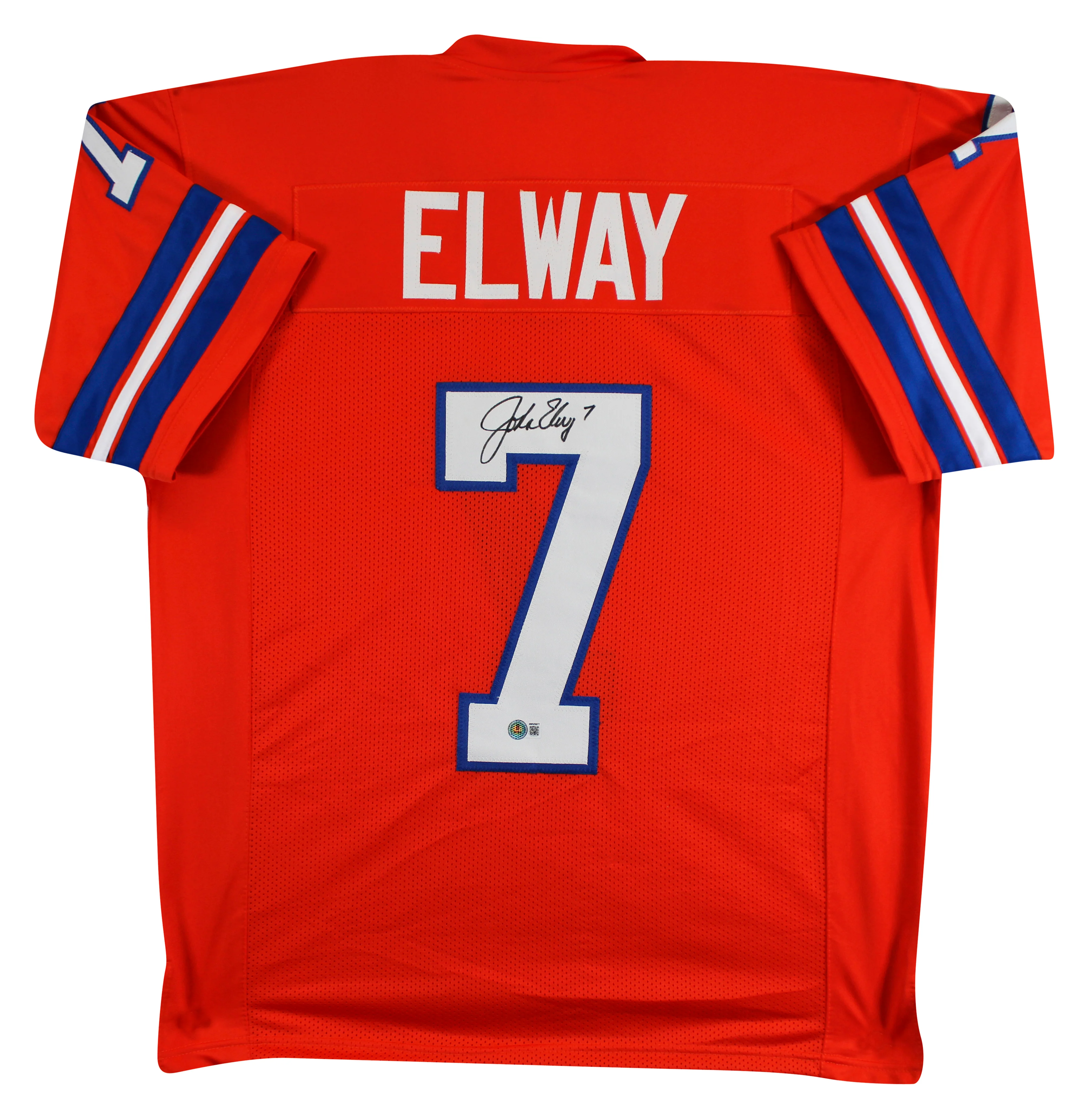 John Elway Authentic Signed Orange Throwback Pro Style Jersey BAS Witnessed 2 - Image 2