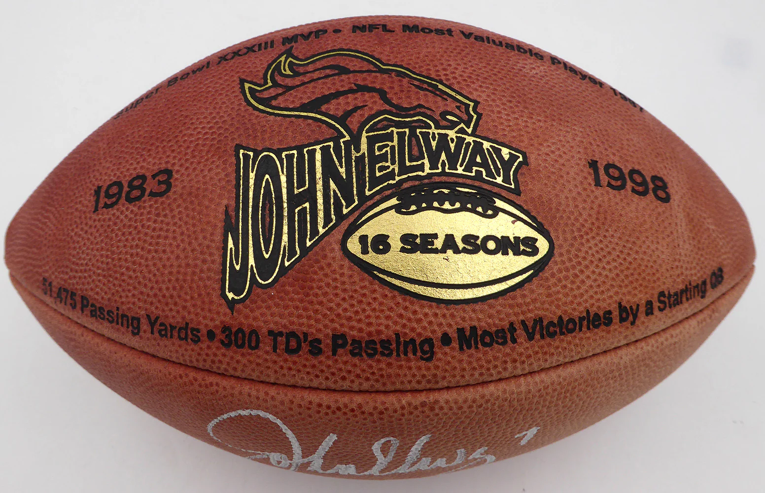 John Elway Autographed NFL Leather Football Limited Edition Denver Broncos Beckett BAS QR #BP55351 - Image 3