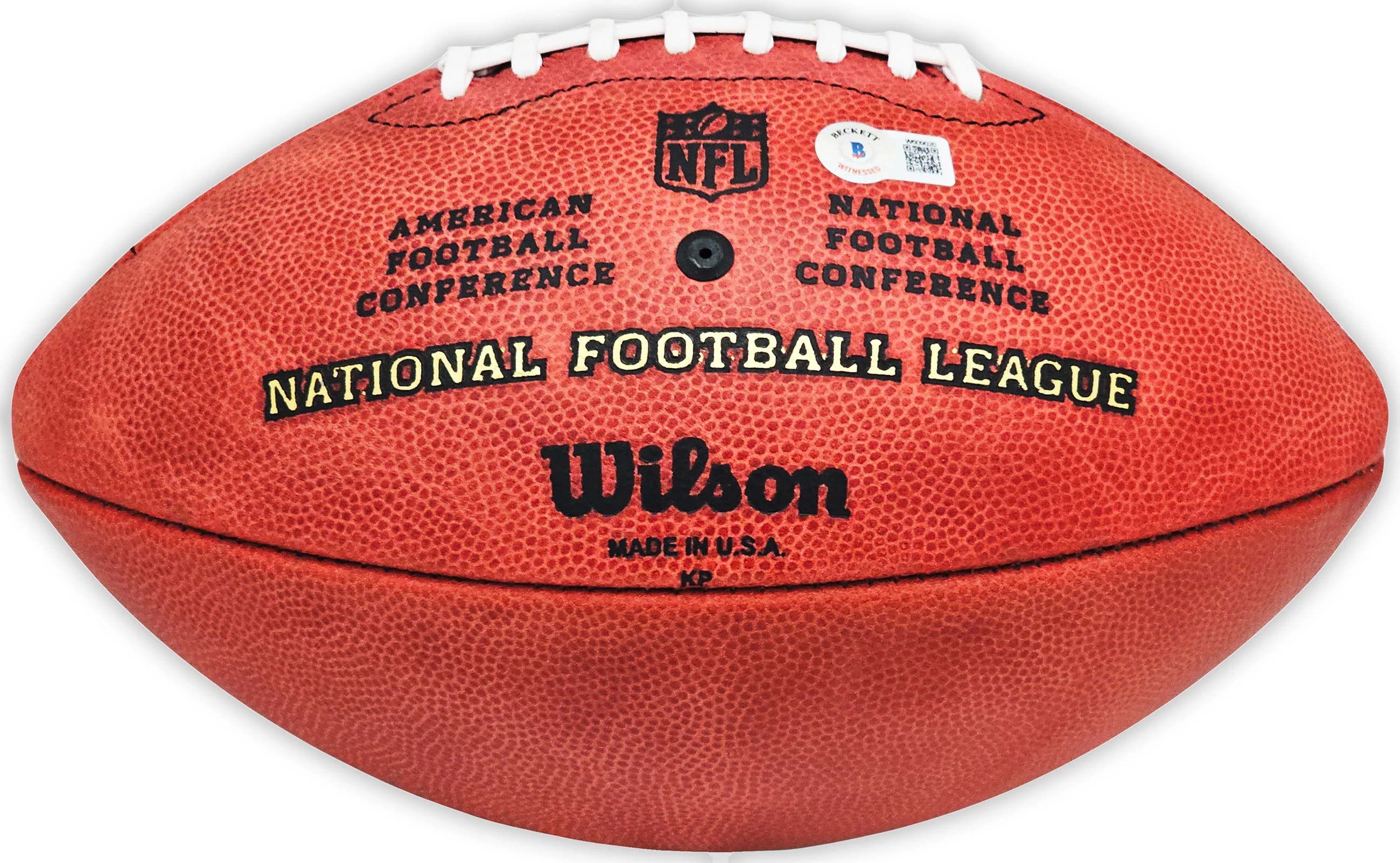 John Elway Autographed Official Leather Gold Shield Football Denver Broncos Beckett BAS Witness Stock #220365 - Image 5