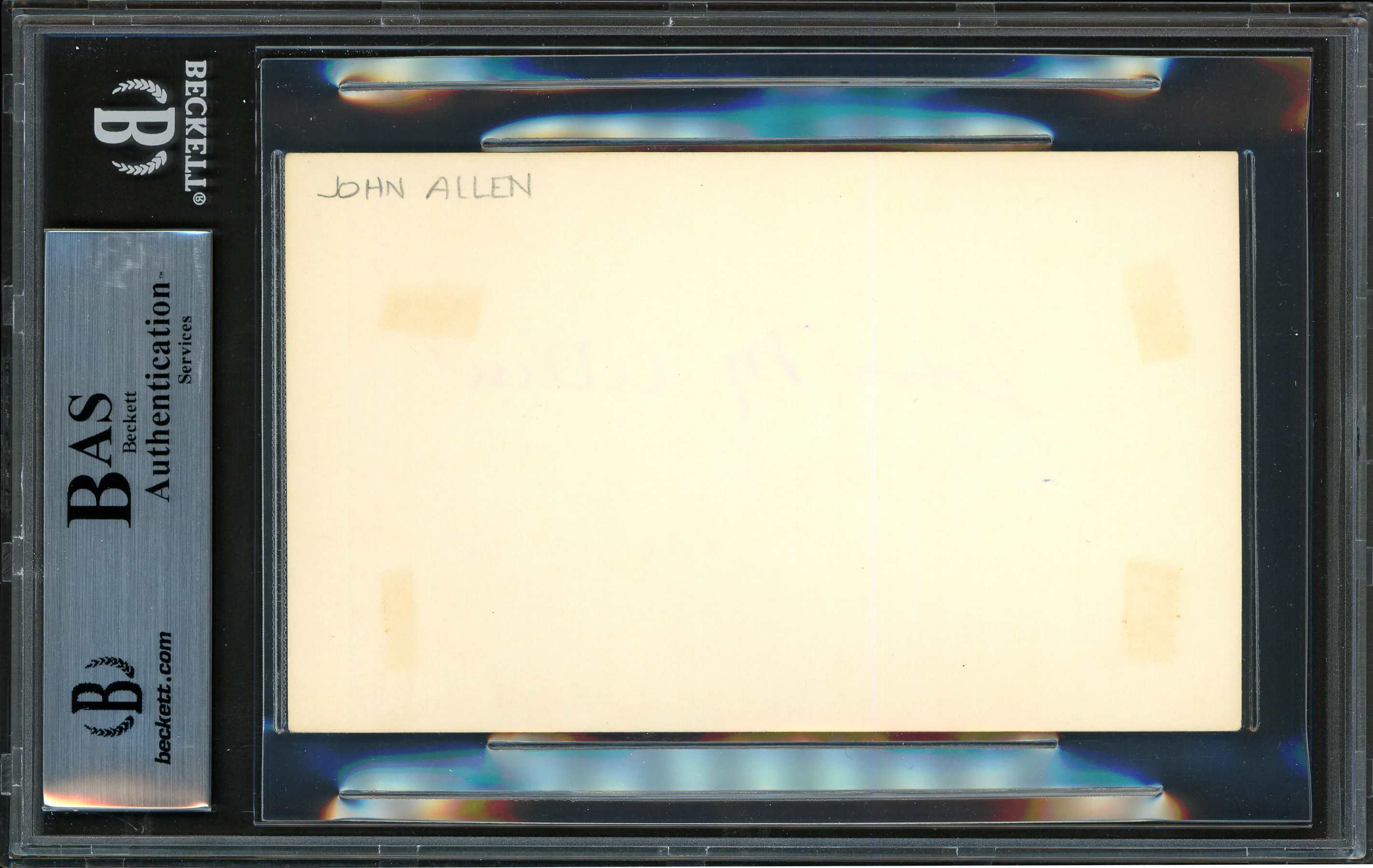 John M. Allen Autographed 3x5 Index Card Baltimore Terrapins Died 1967 Beckett BAS #12410494 - Image 2