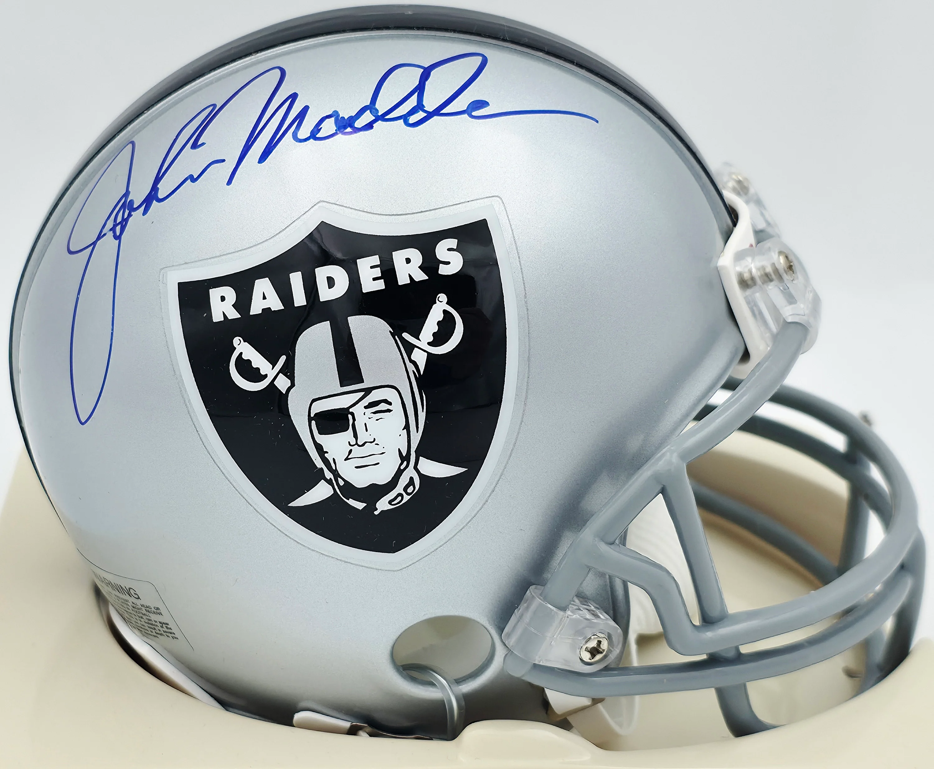 John Madden Autographed Oakland Raiders Silver Mini Helmet PSA/DNA #AN03126