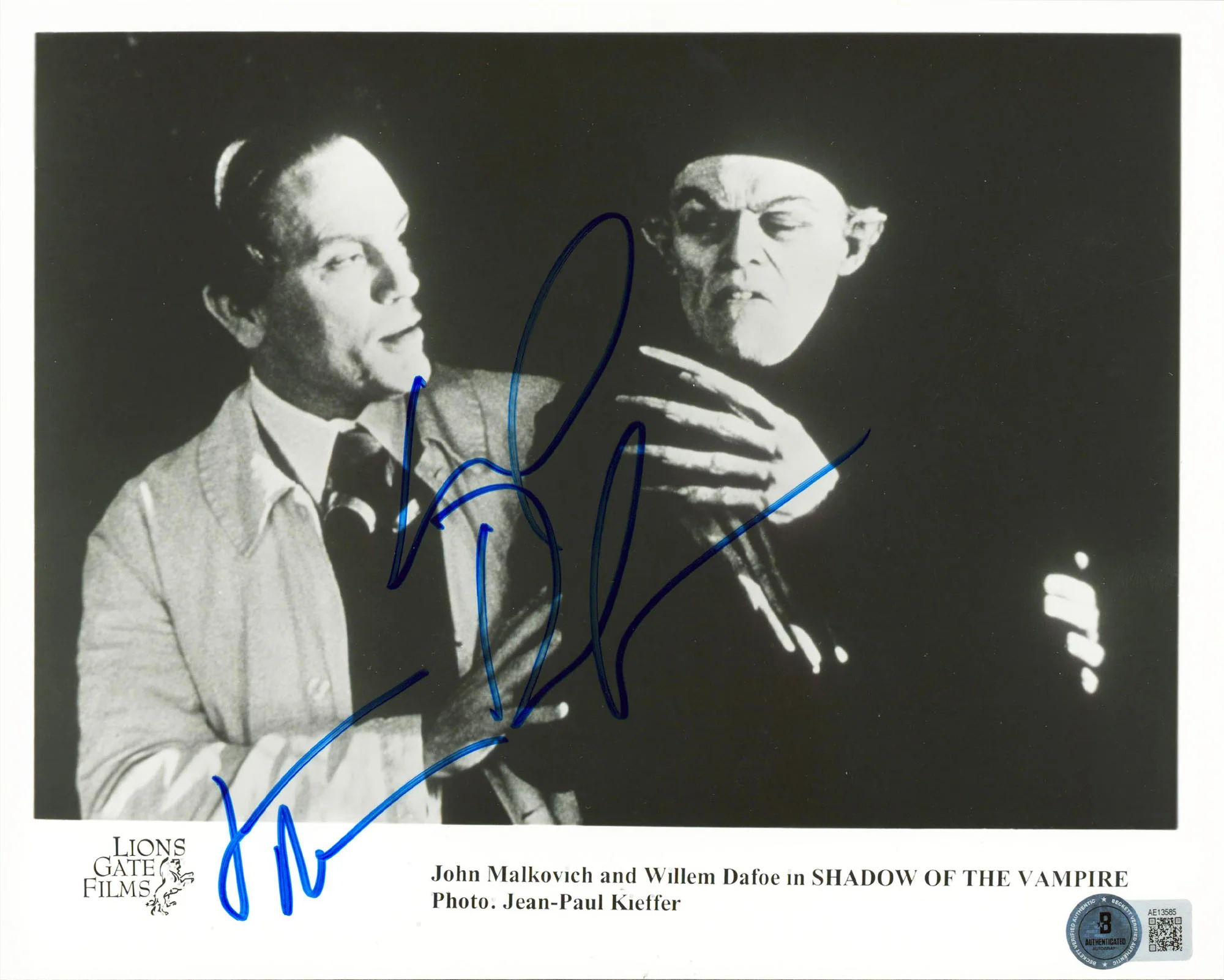 John Malkovich & William Dafoe Shadow Of The Vampire Signed 8x10 Photo BAS - Image 2