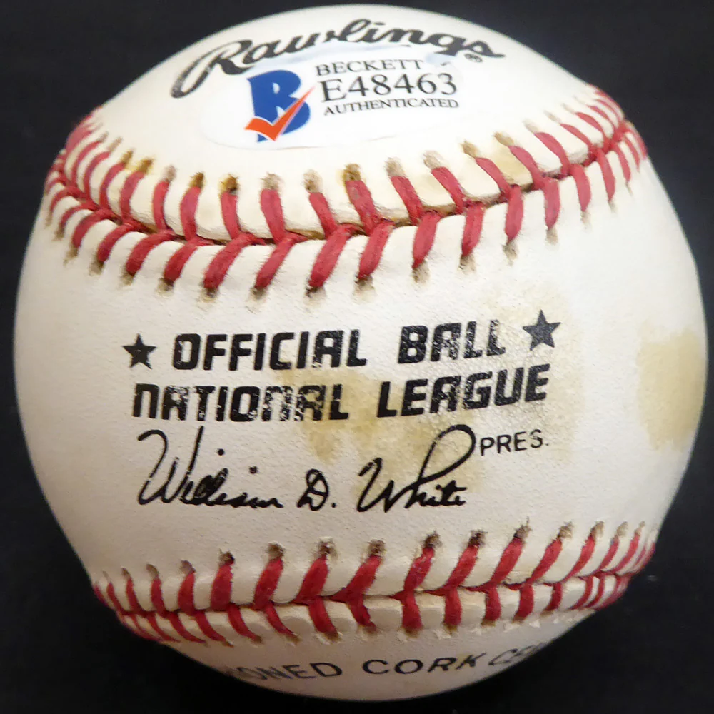 John Rutherford Autographed Official NL Baseball Brooklyn Dodgers Beckett BAS #E48463 - Image 2