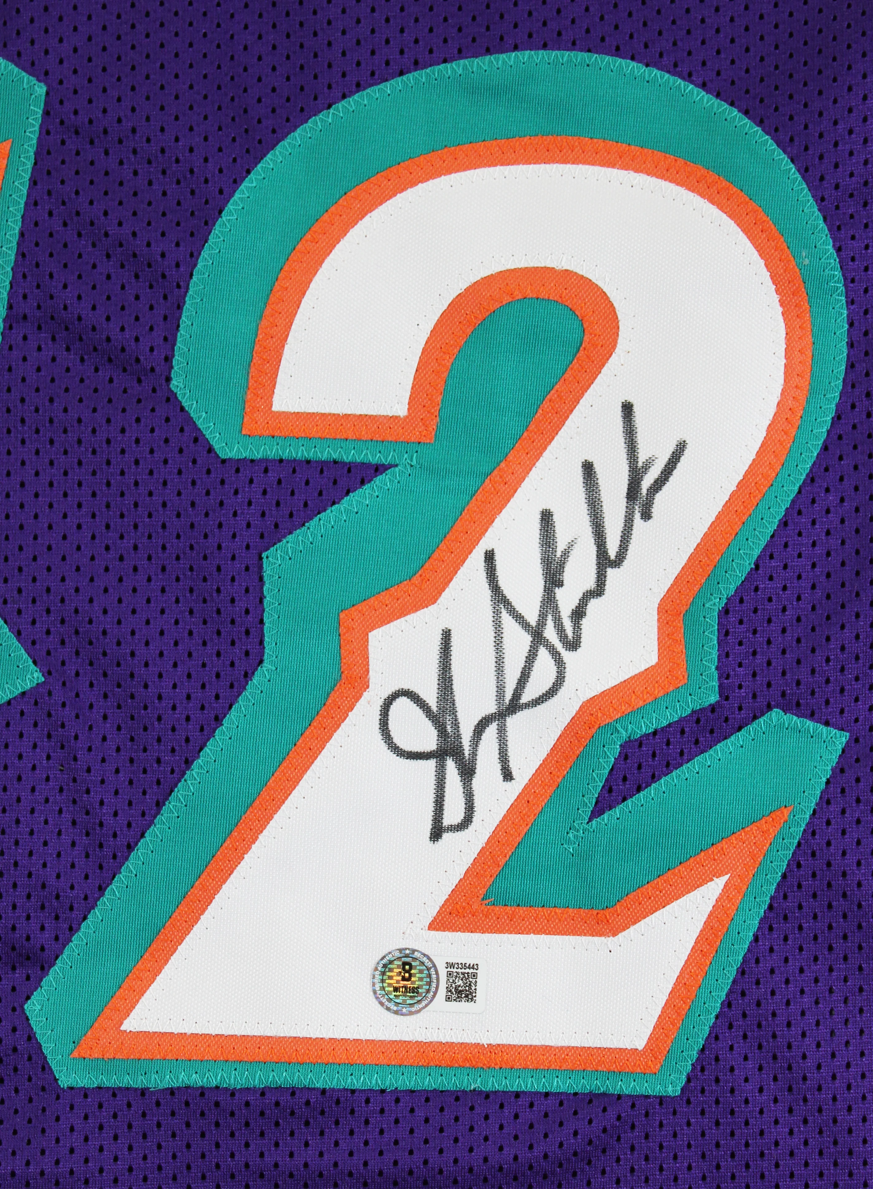 John Stockton Authentic Signed Purple Pro Style Jersey Autographed BAS Witnessed - Image 3