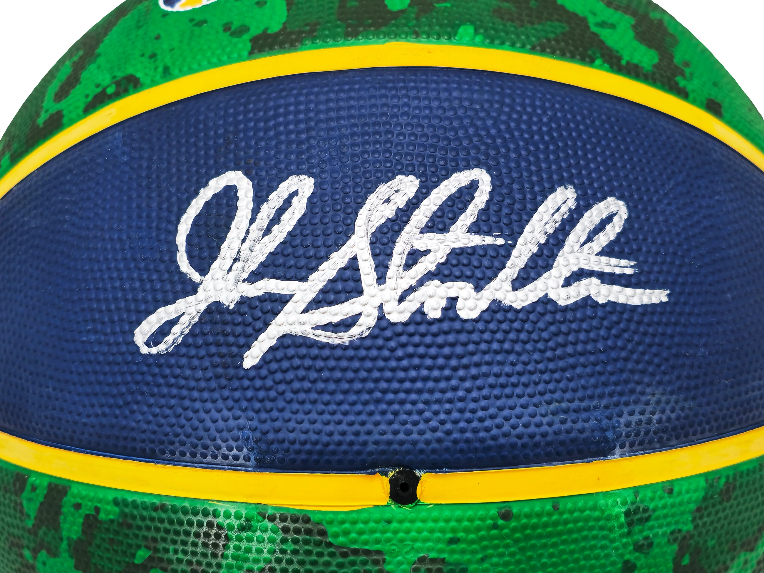 John Stockton Autographed Blue & Green Tie-dye Utah Jazz Logo Basketball Beckett BAS Witness Stock #224369 - Image 2