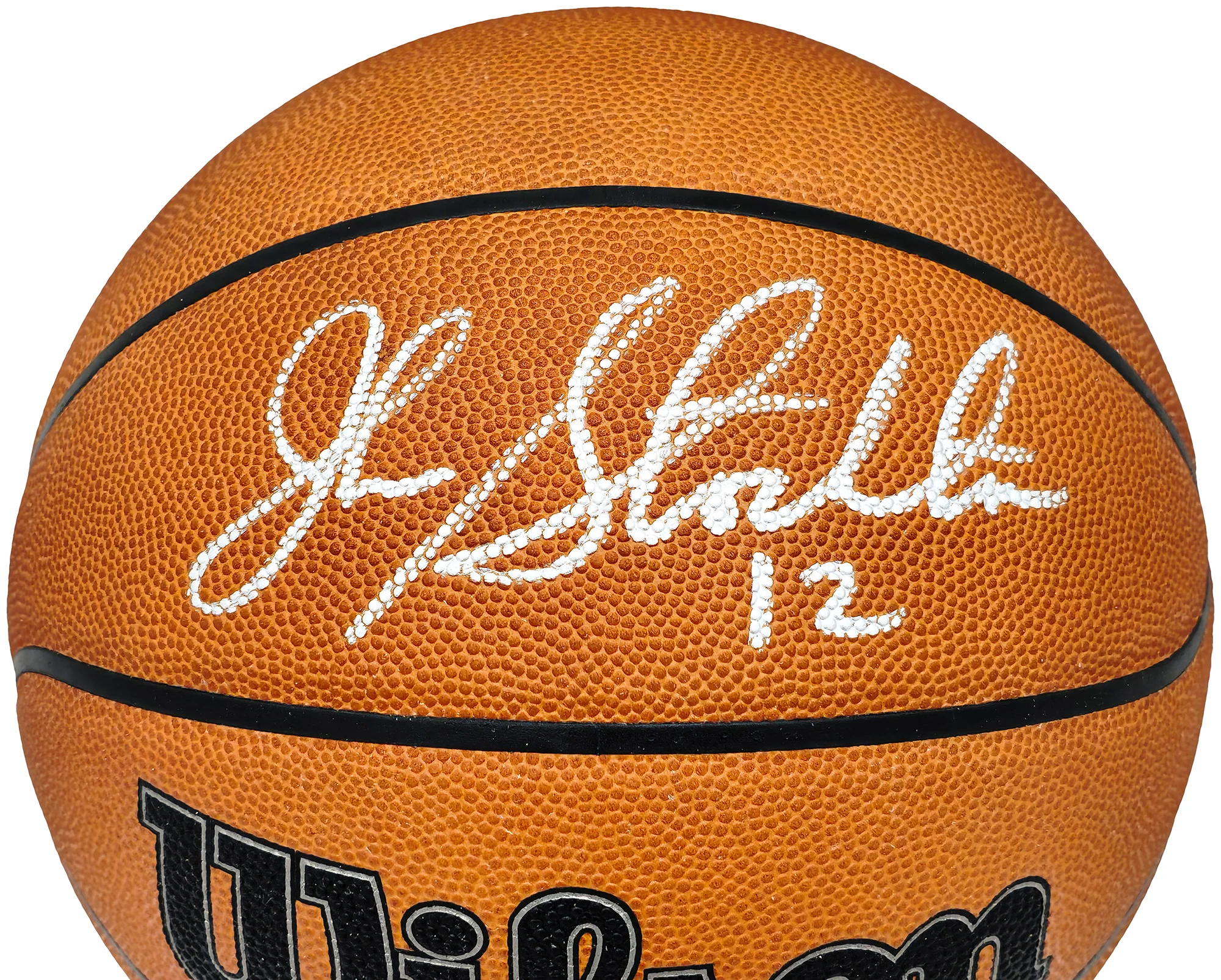 John Stockton Autographed Official Game Ball Genuine Leather Basketball Utah Jazz Beckett BAS Witness Stock #224368 - Image 2