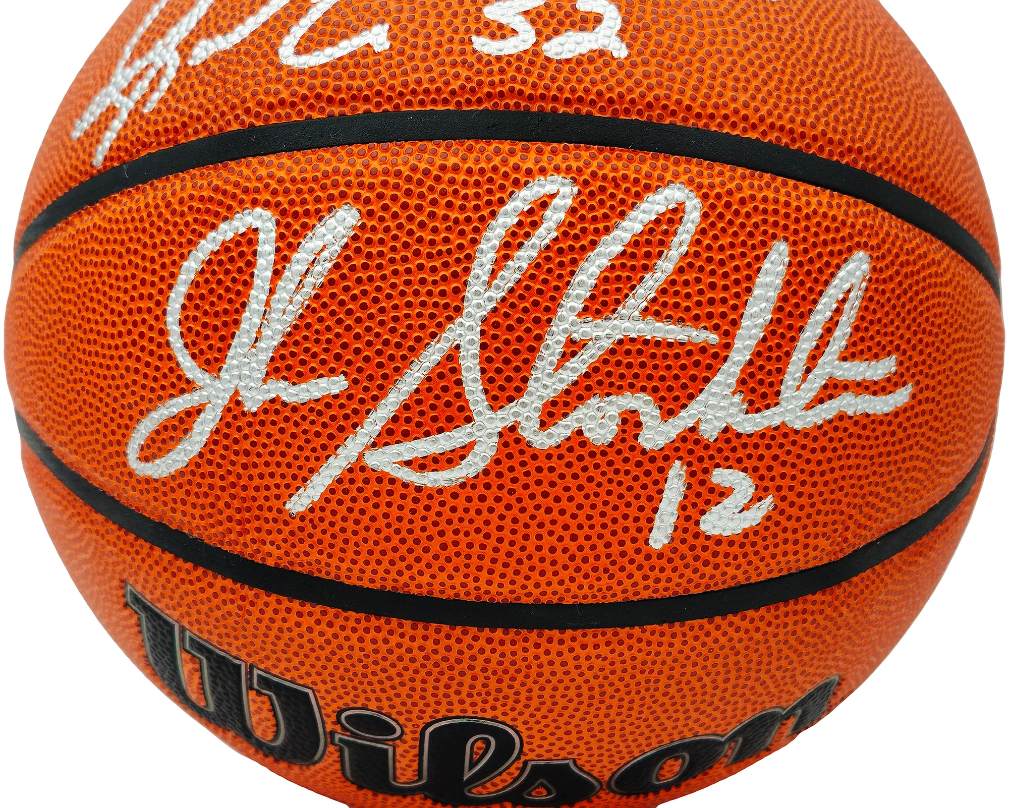 John Stockton & Karl Malone Autographed Authentic Series Indoor/Outdoor IO Basketball Utah Jazz Beckett BAS Witness Stock #235781 - Image 2