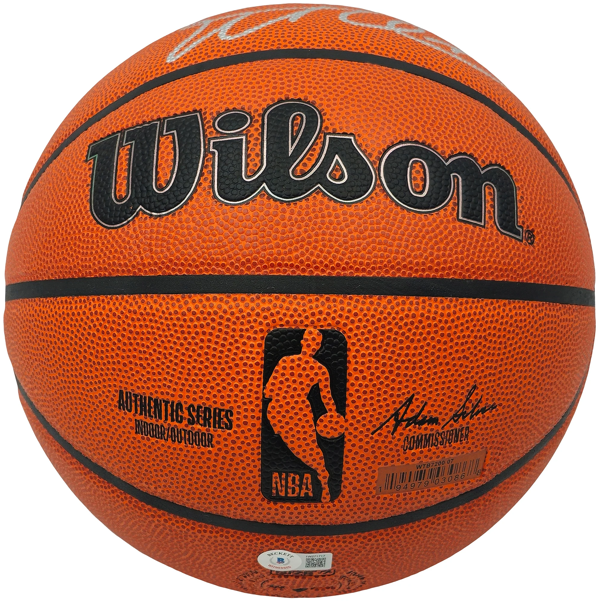 John Stockton & Karl Malone Autographed Authentic Series Indoor/Outdoor IO Basketball Utah Jazz Beckett BAS Witness Stock #235781 - Image 4