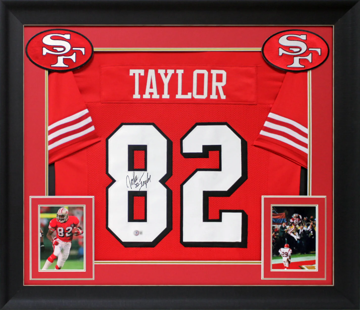 John Taylor Signed Red Pro Style Framed Jersey w/ Dropshadow BAS Witnessed - Image 2