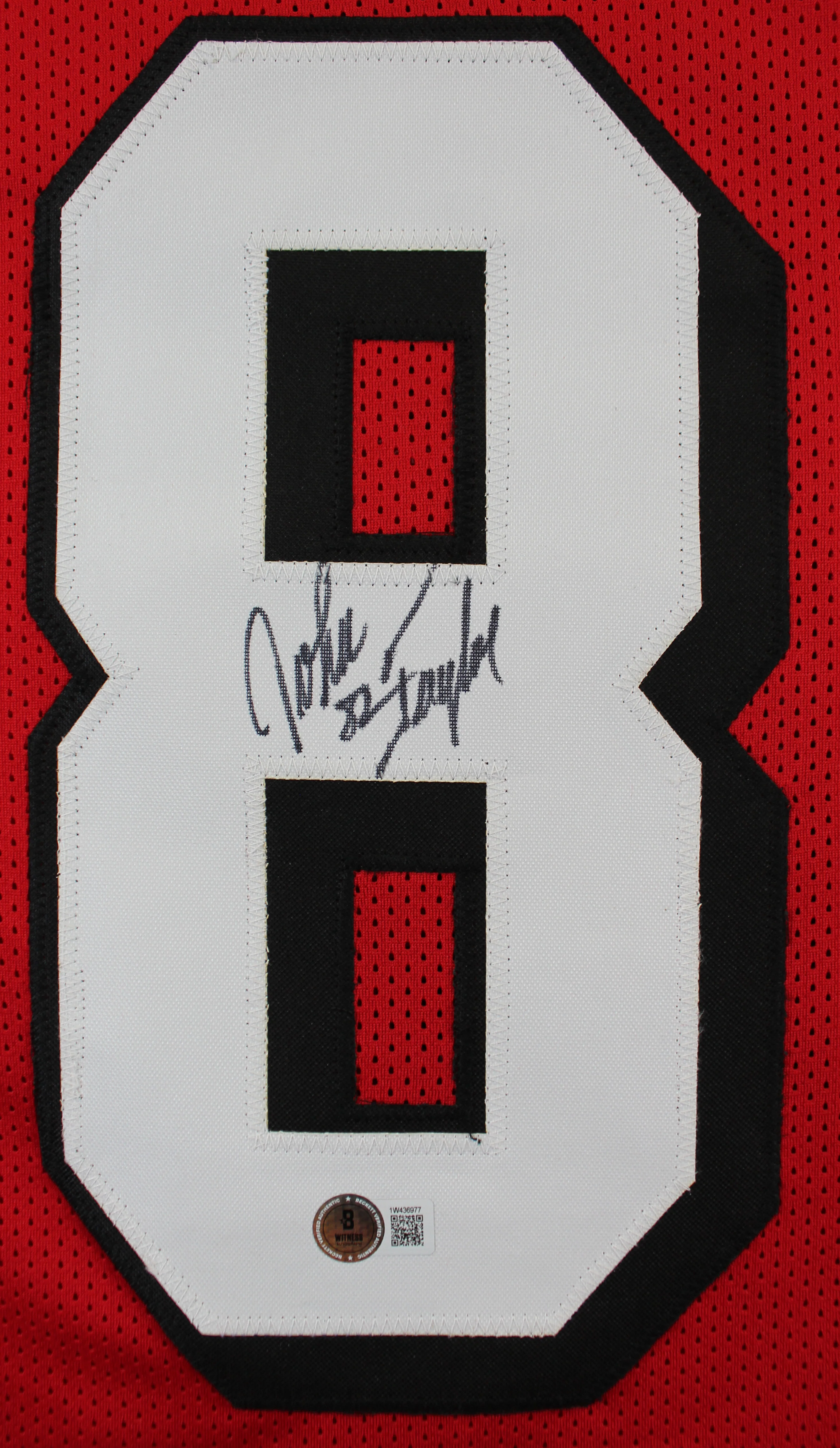 John Taylor Signed Red Pro Style Framed Jersey w/ Dropshadow BAS Witnessed - Image 3
