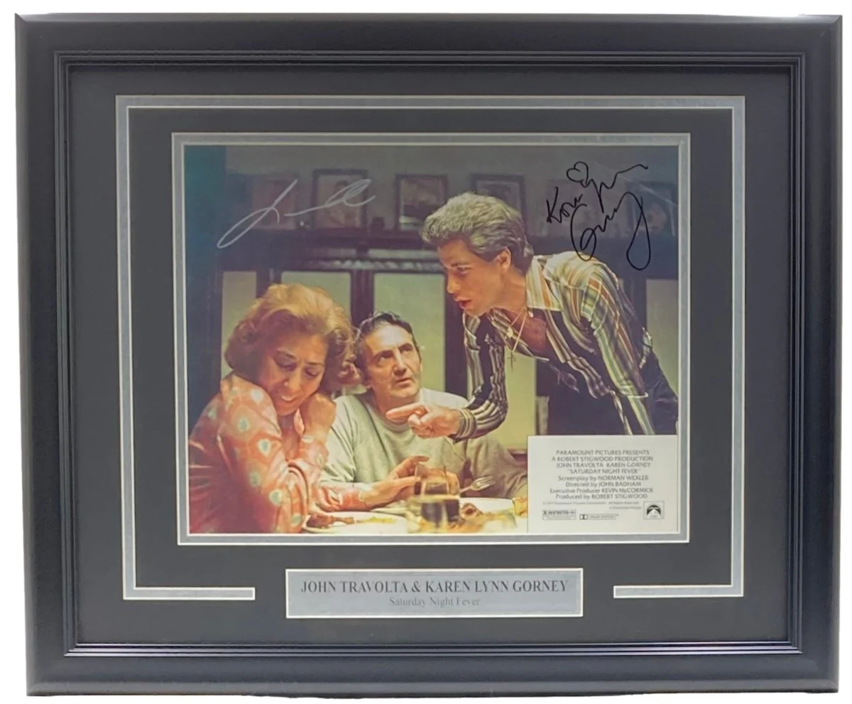 John Travolta Karen Gorney Signed Framed 11x14 Saturday Night Fever Photo PSA