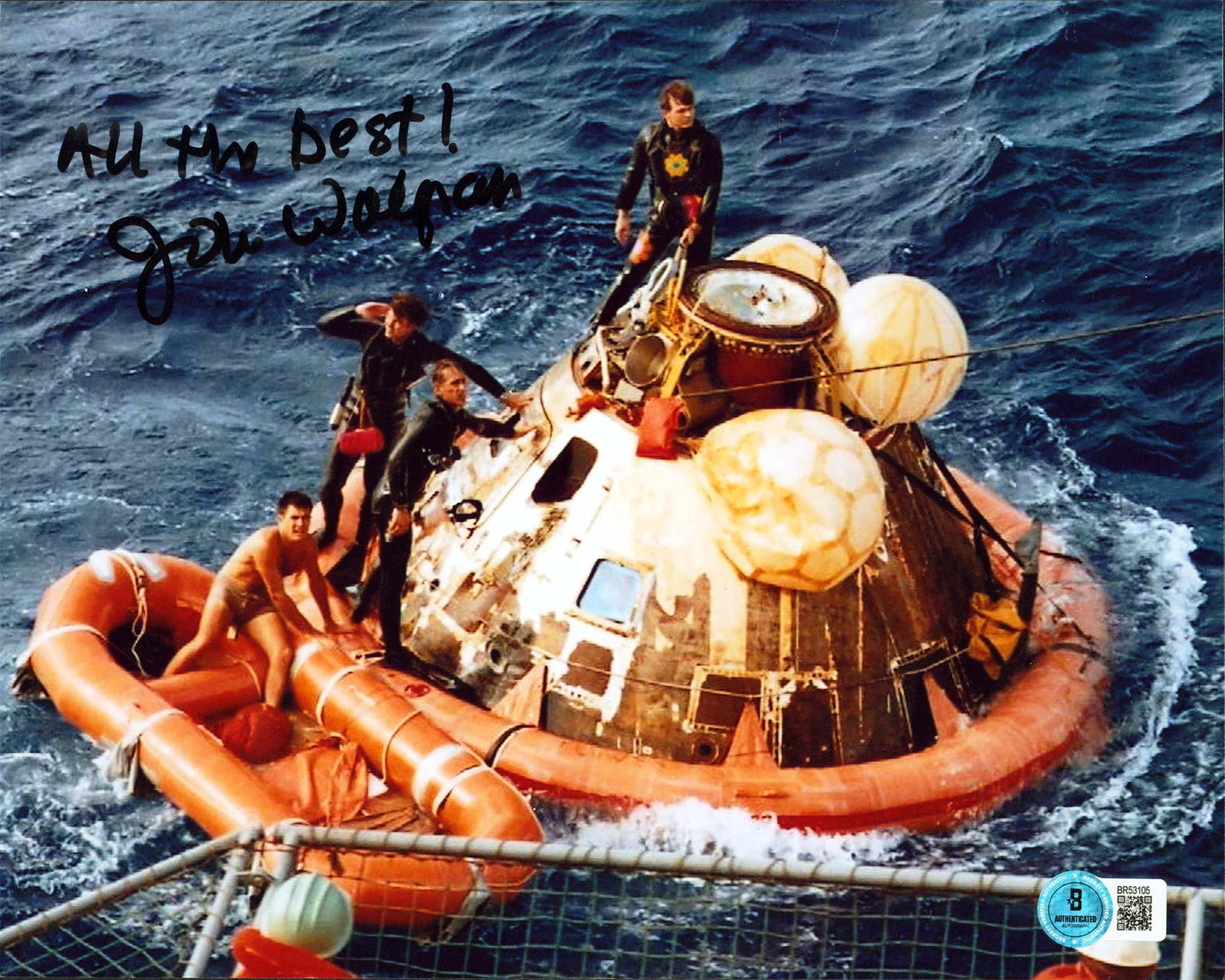 John Wolfram "All The Best Apollo 11 Frogman" Signed 8x10 Horizontal Photo BAS 2 - Image 2