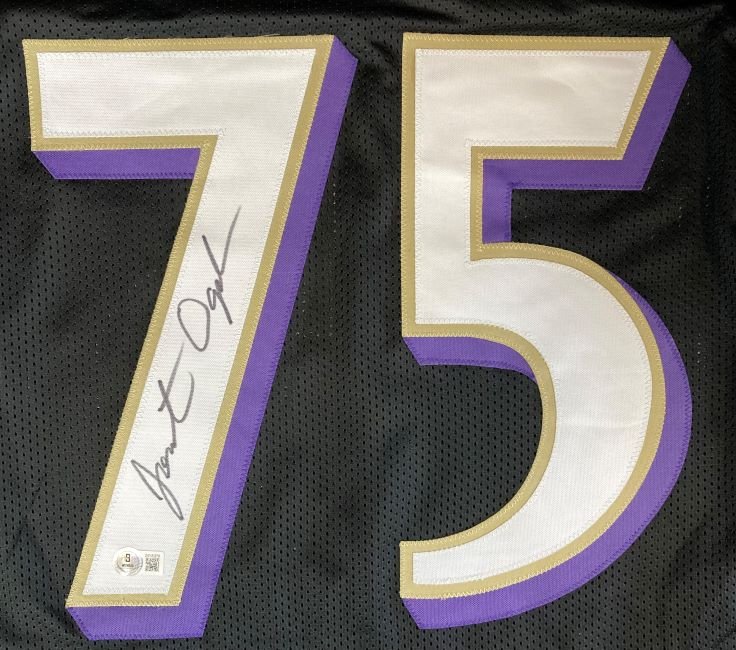 Johnathan Ogden Baltimore Signed Black Football Jersey BAS ITP - Image 2