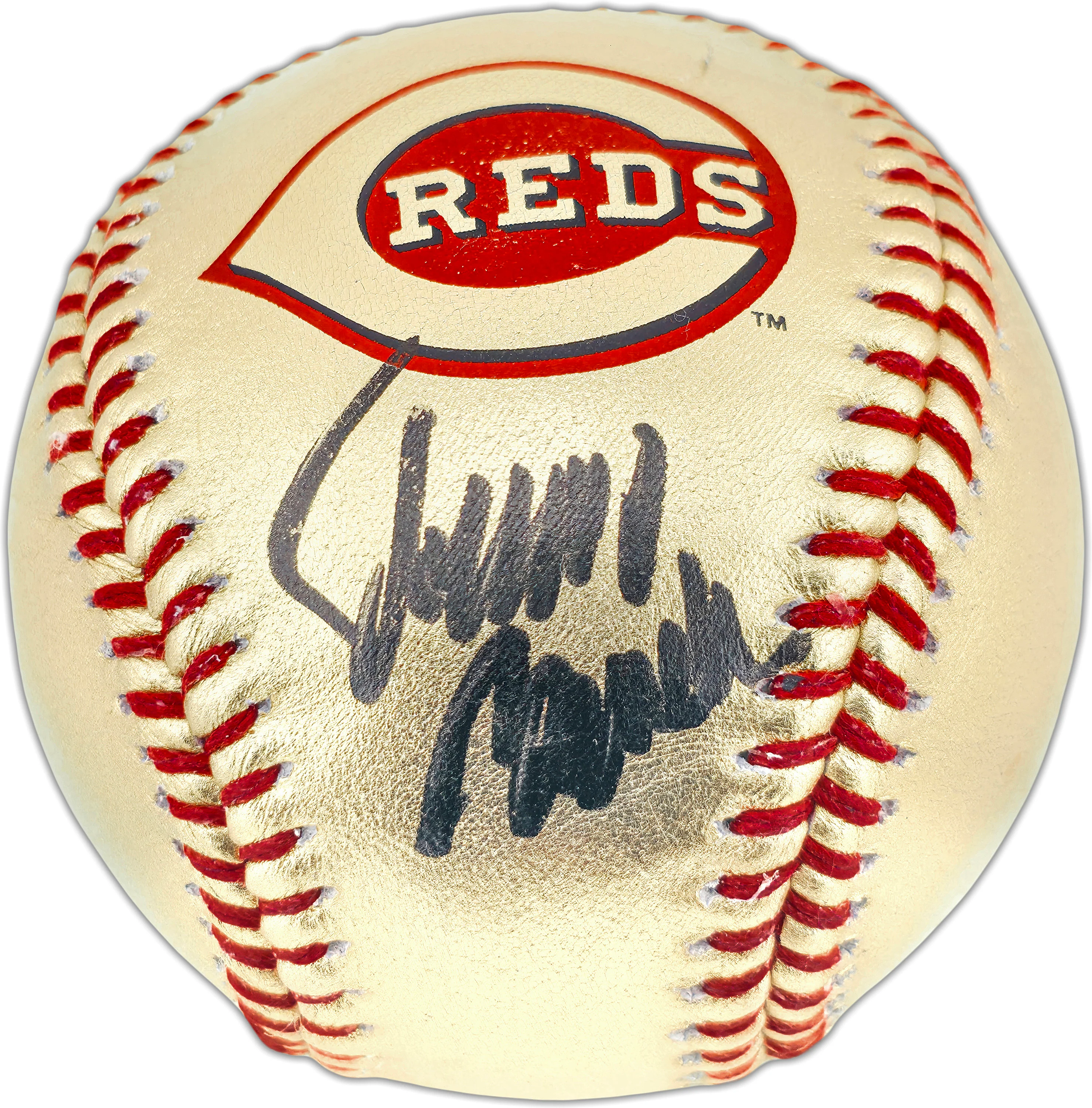 Johnny Bench Autographed Official Gold Cincinnati Reds Logo Baseball Reds Logo Fanatics & MLB Holo Stock #262513 - Image 2