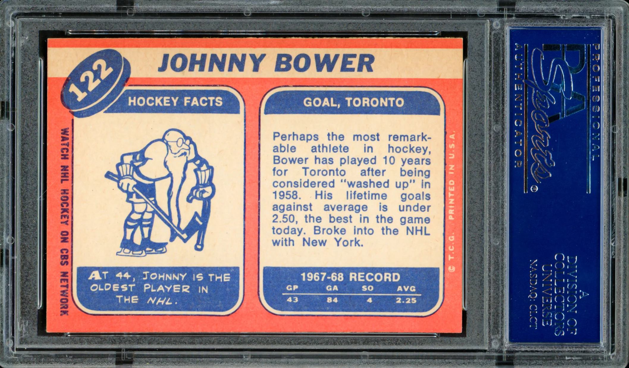 Johnny Bower Autographed 1968 Topps Card #122 Toronto Maple Leafs PSA/DNA #83462401 - Image 2