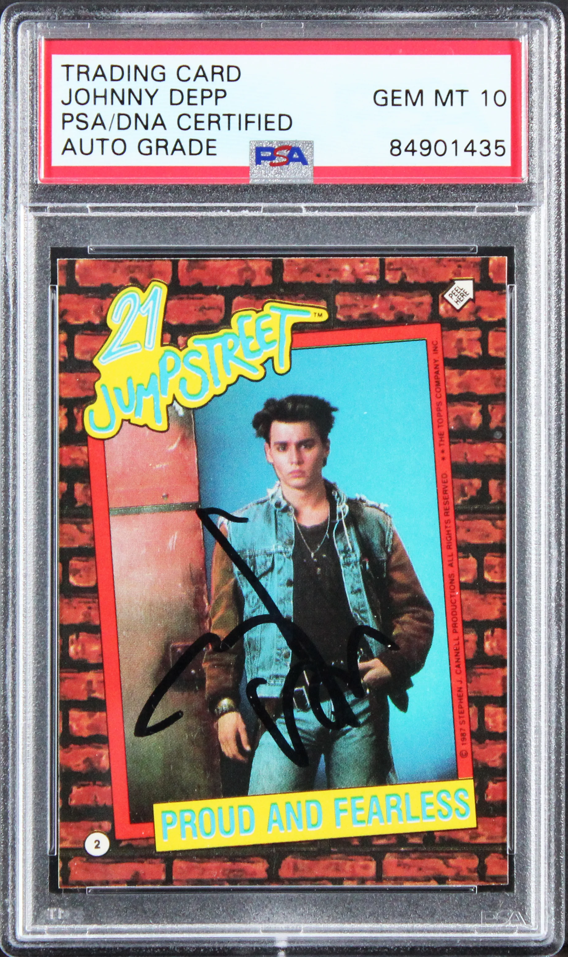 Johnny Depp Signed 1987 Topps 21 Jump Street #2 Card Auto 10! PSA/DNA Slabbed - Image 2