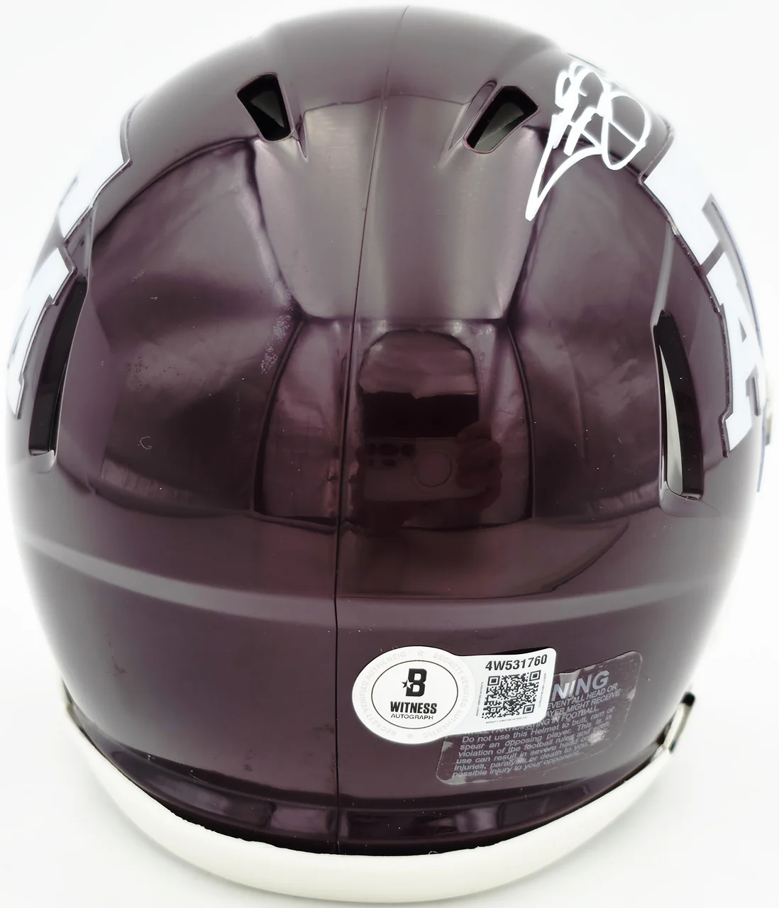 Johnny Manziel Autographed Texas A&M Aggies Maroon Speed Mini Helmet "12 HT" Beckett BAS Witness Stock #262059 - Image 5