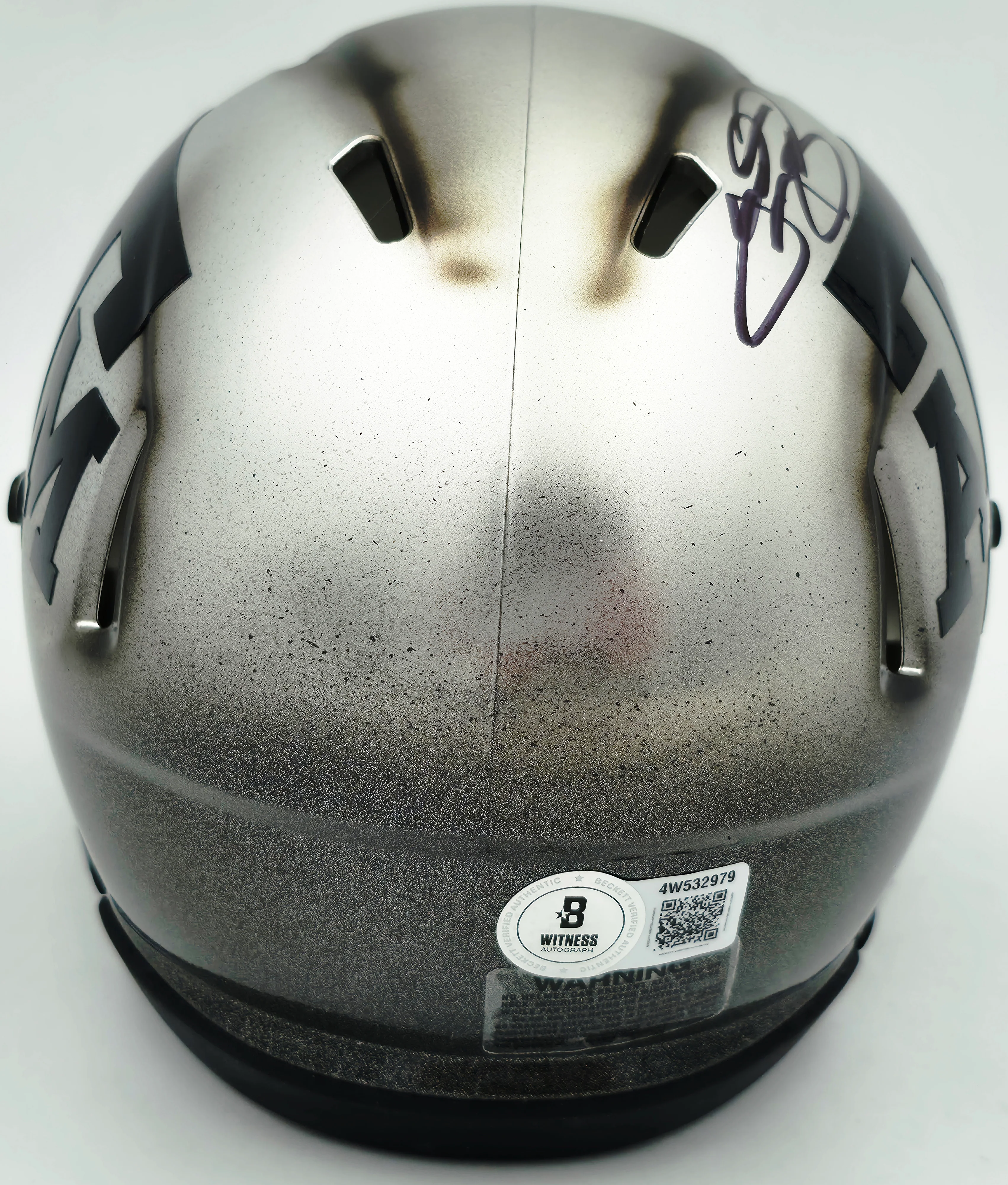 Johnny Manziel Autographed Texas A&M Aggies Silver Ice Speed Mini Helmet Beckett BAS Witness Stock #262062 - Image 4