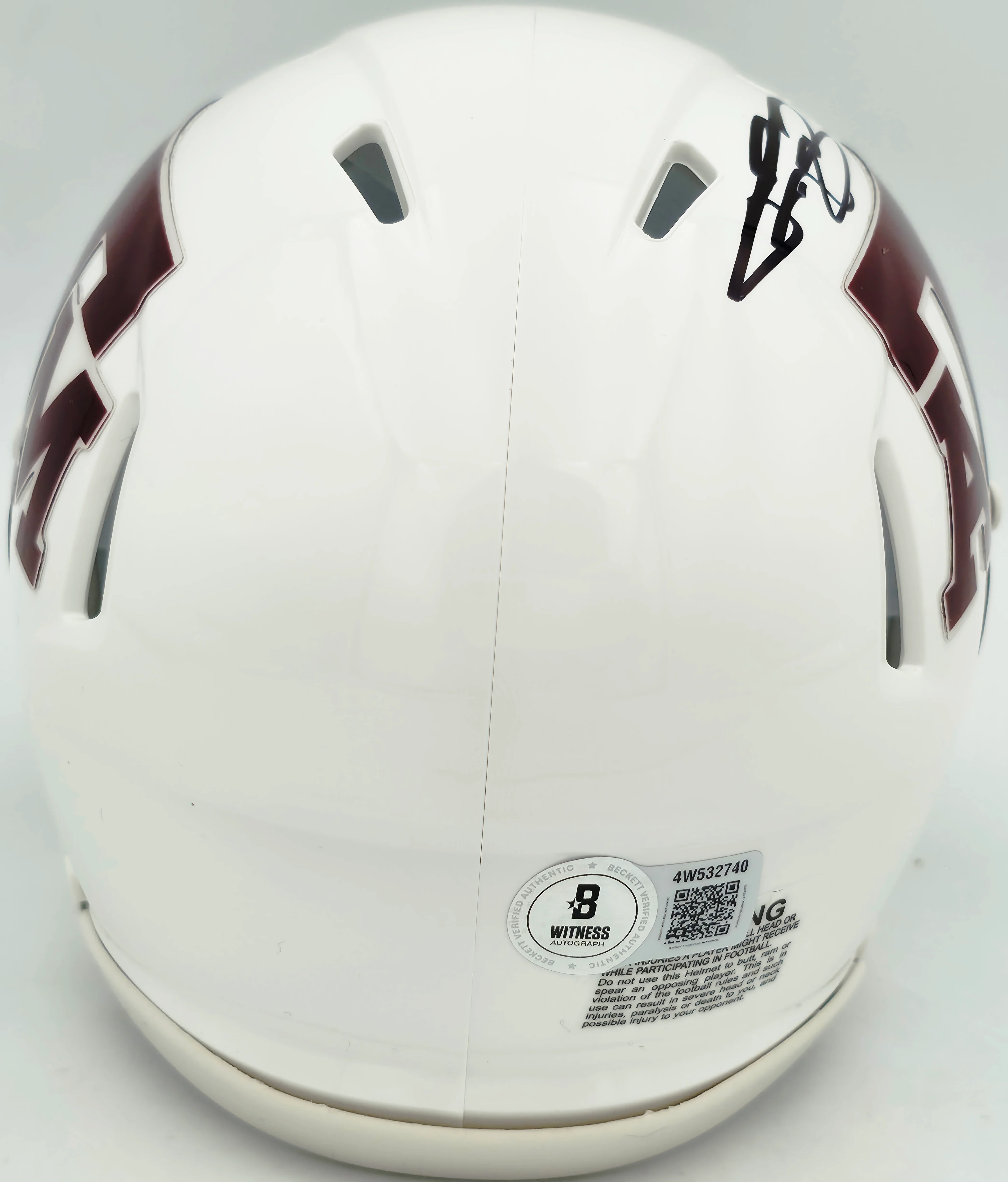 Johnny Manziel Autographed Texas A&M Aggies White Speed Mini Helmet Beckett BAS Witness Stock #262061 - Image 5