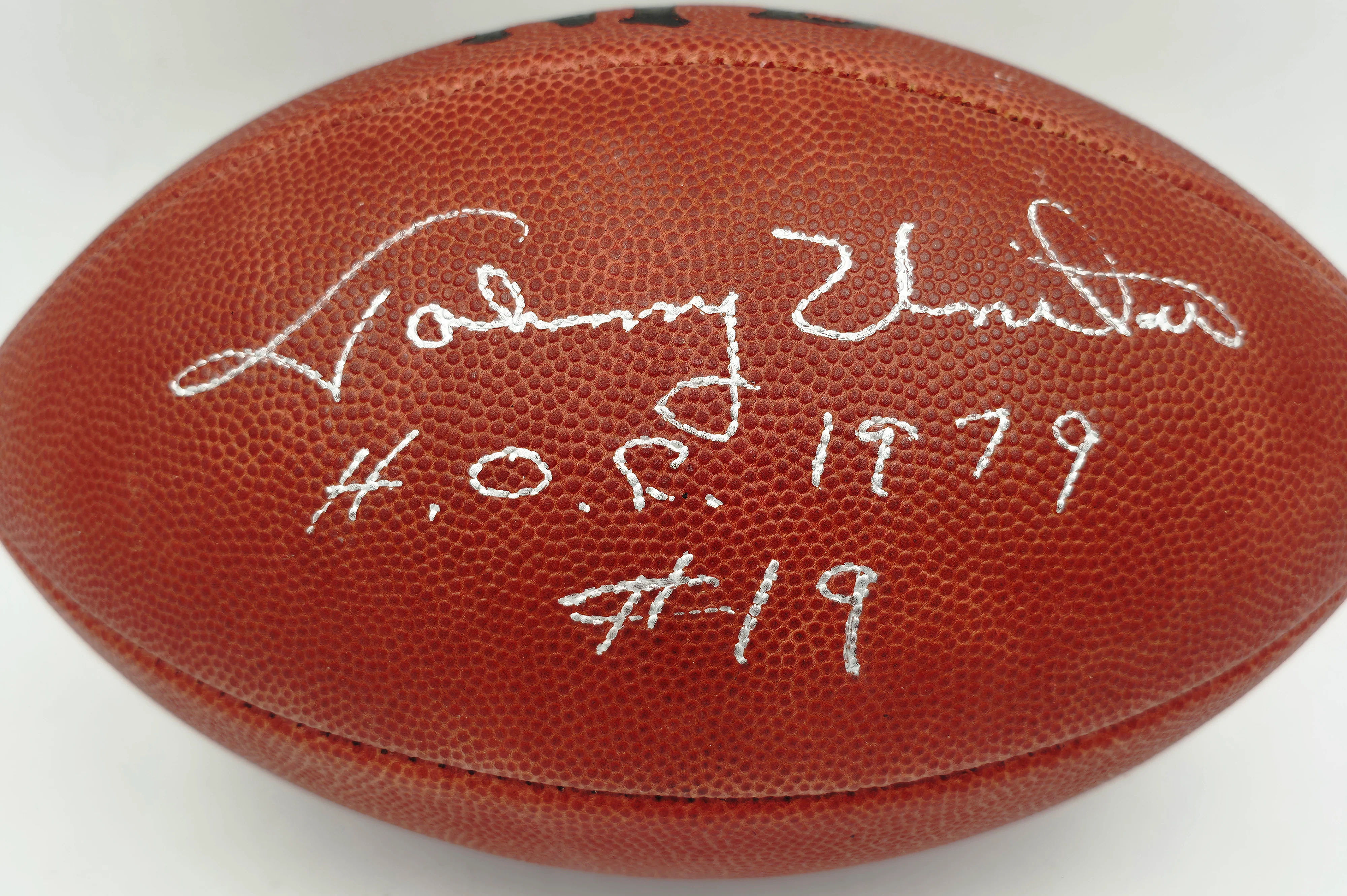 Johnny Unitas Autographed Official NFL Leather Game Football Baltimore Colts "HOF 1979 #19" Beckett BAS #AE08163 - Image 2