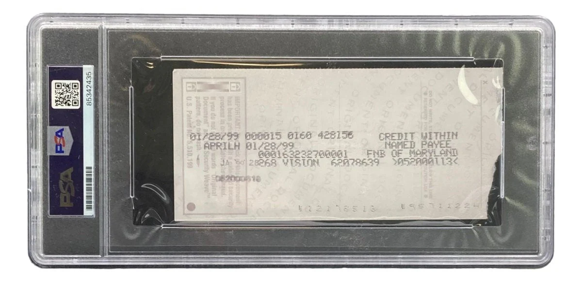 Johnny Unitas Baltimore Colts Signed Bank Check #5527 PSA - Image 2