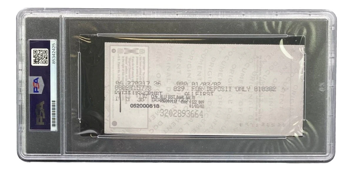 Johnny Unitas Baltimore Colts Signed Bank Check #7528 PSA - Image 2