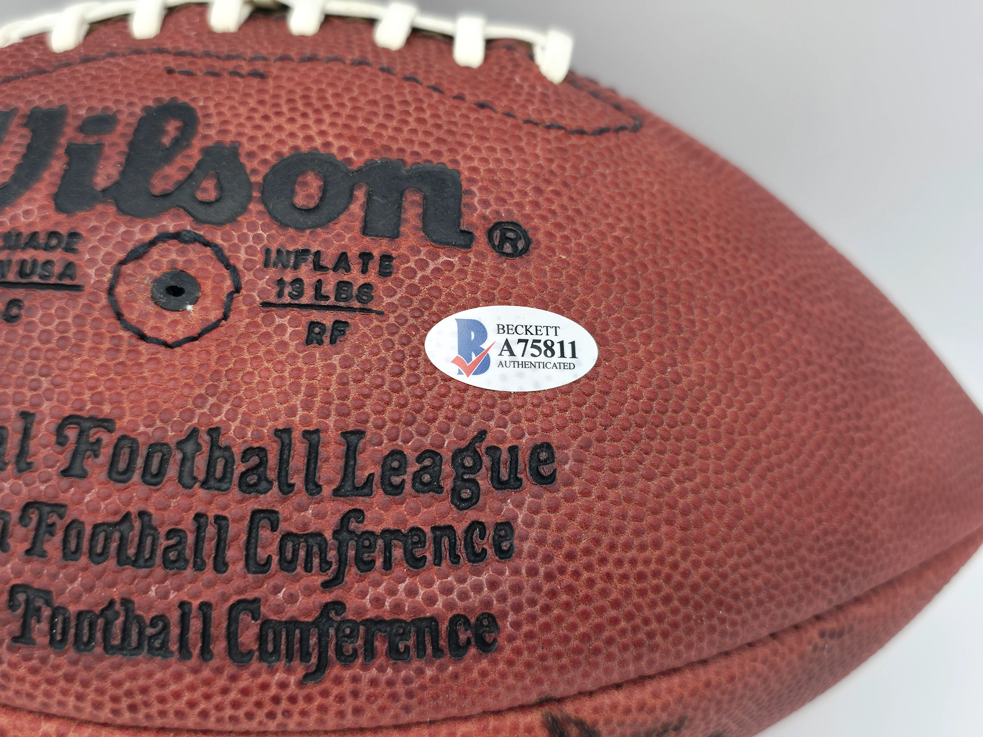 Johnny Unitas & Joe Montana Autographed Official NFL Leather Game Football Beckett BAS #A75811 - Image 4