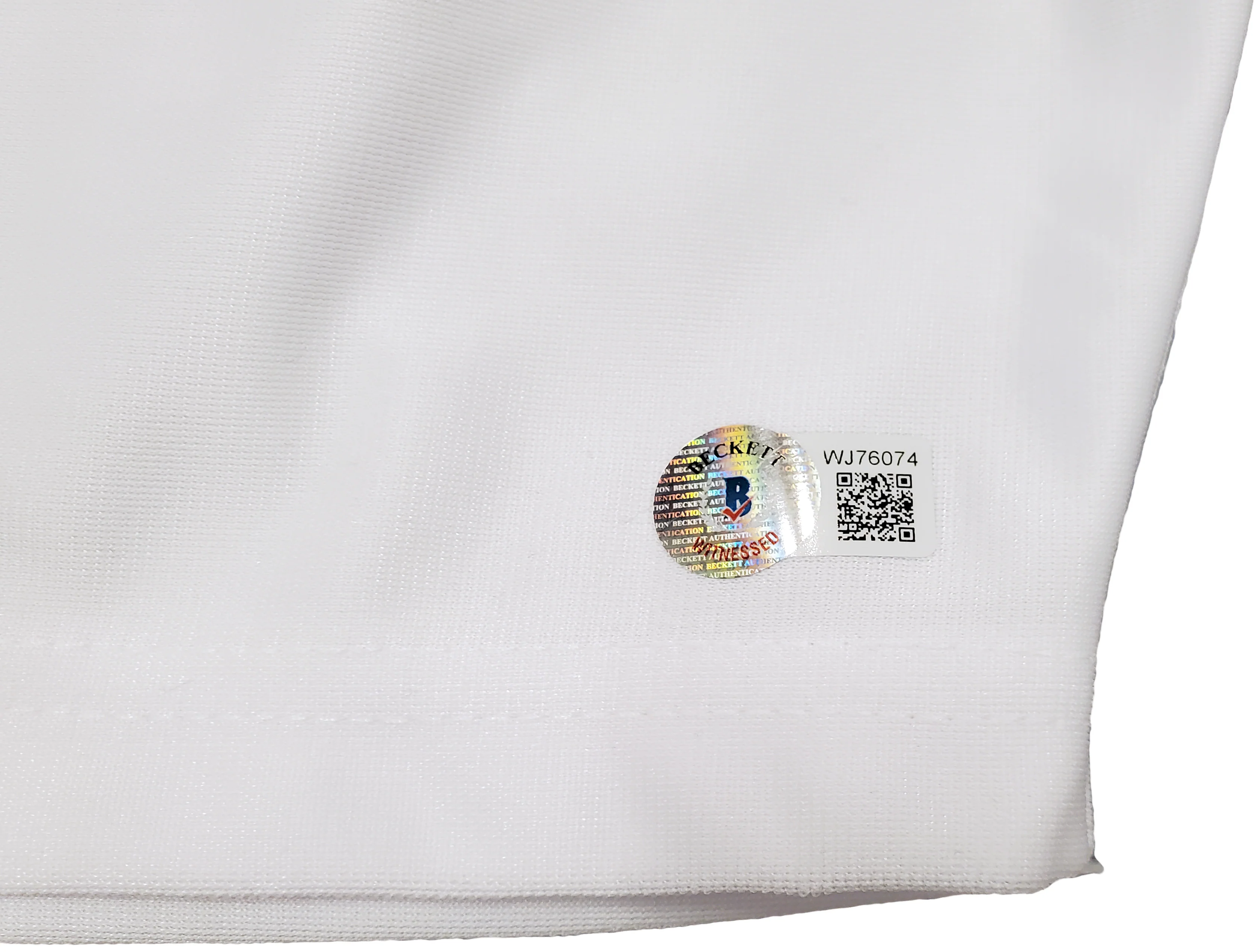 Jon Bones Jones Autographed White Boxing Trunks Beckett BAS QR Stock #200323 - Image 3