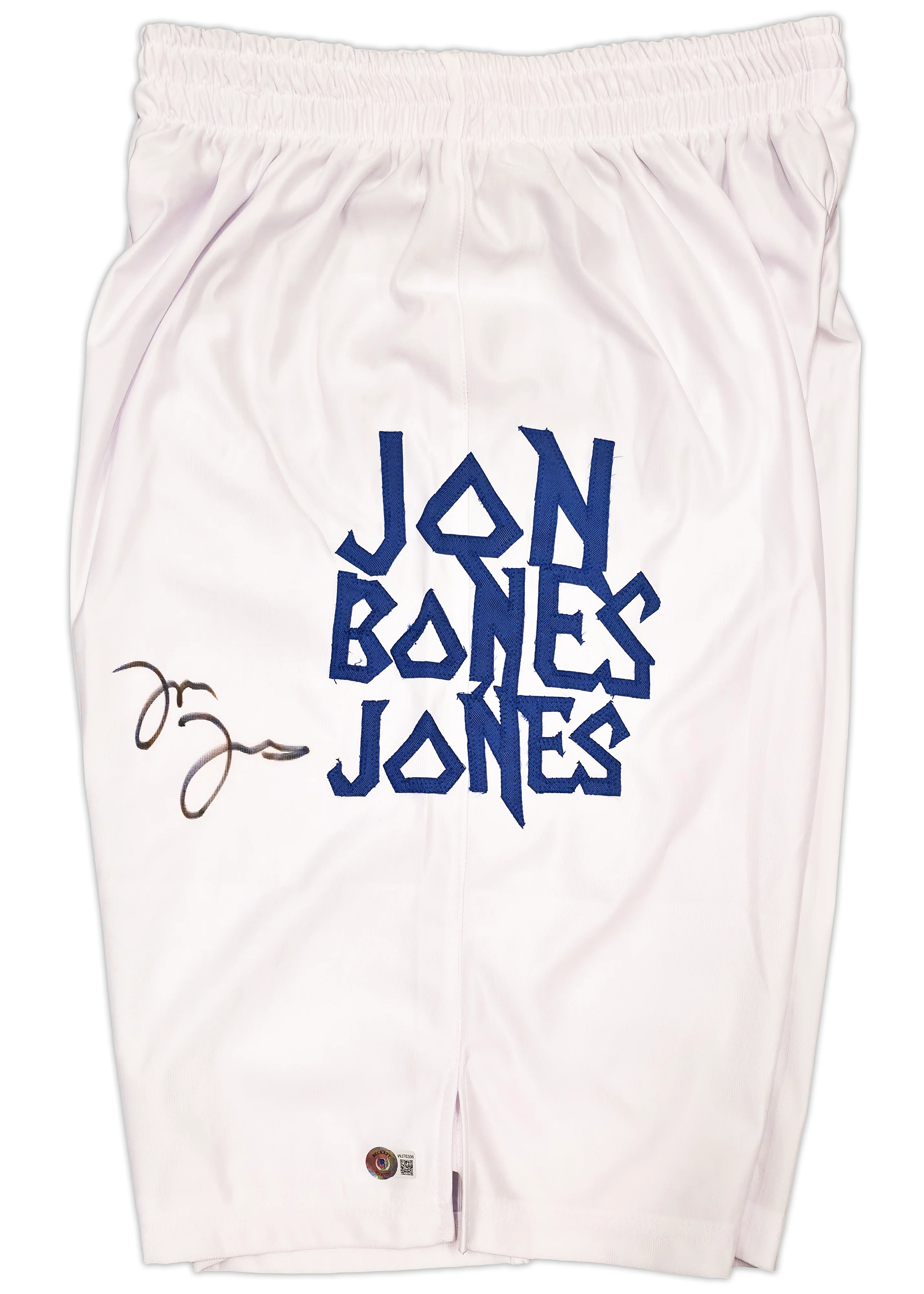 Jon Bones Jones Autographed White MMA Trunks Beckett BAS Witness Stock #253322 - Image 5