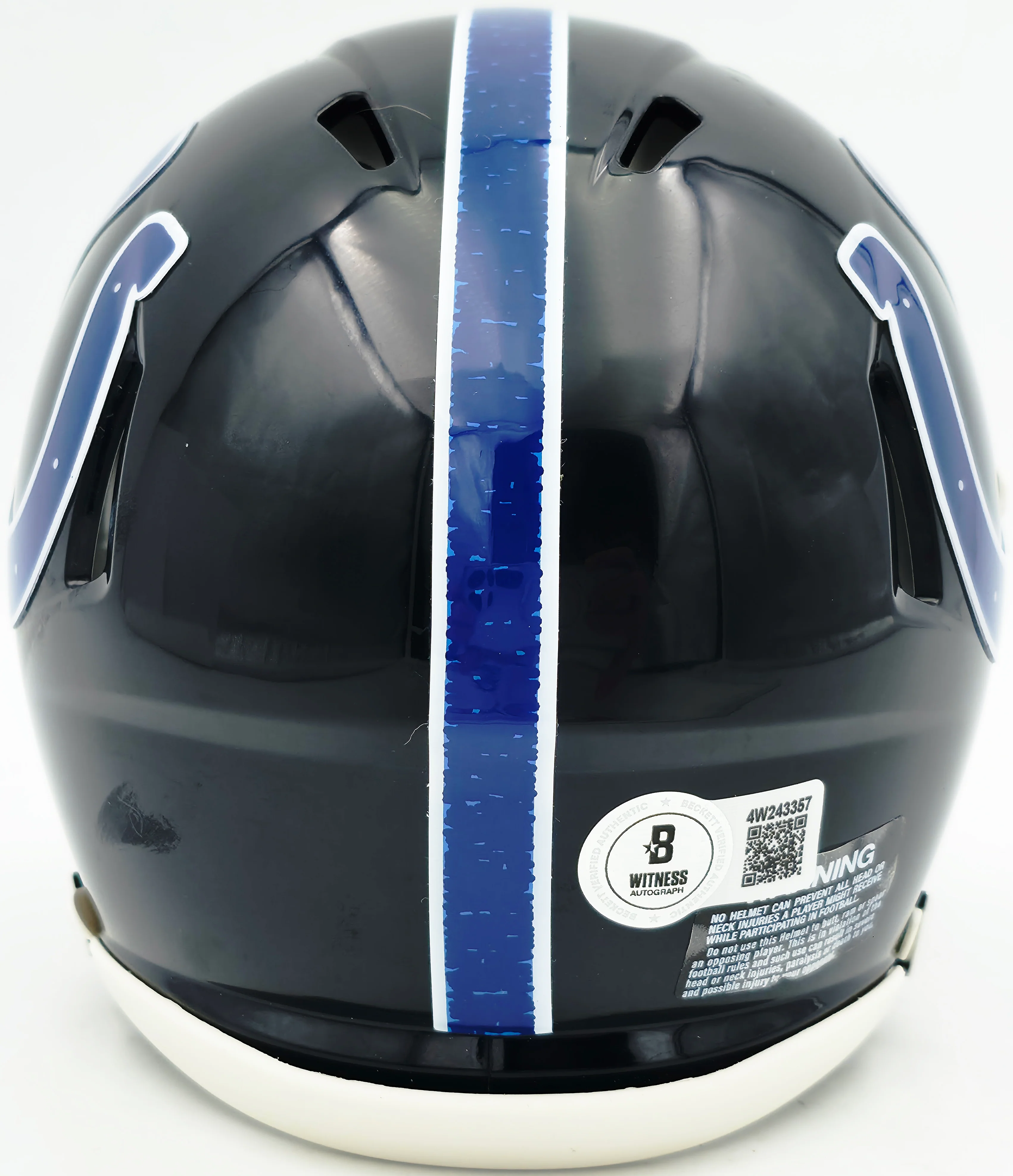 Jonathan Taylor Autographed Indianapolis Colts 2023 Alternate Black Speed Mini Helmet Beckett BAS Witness Stock #254432 - Image 4