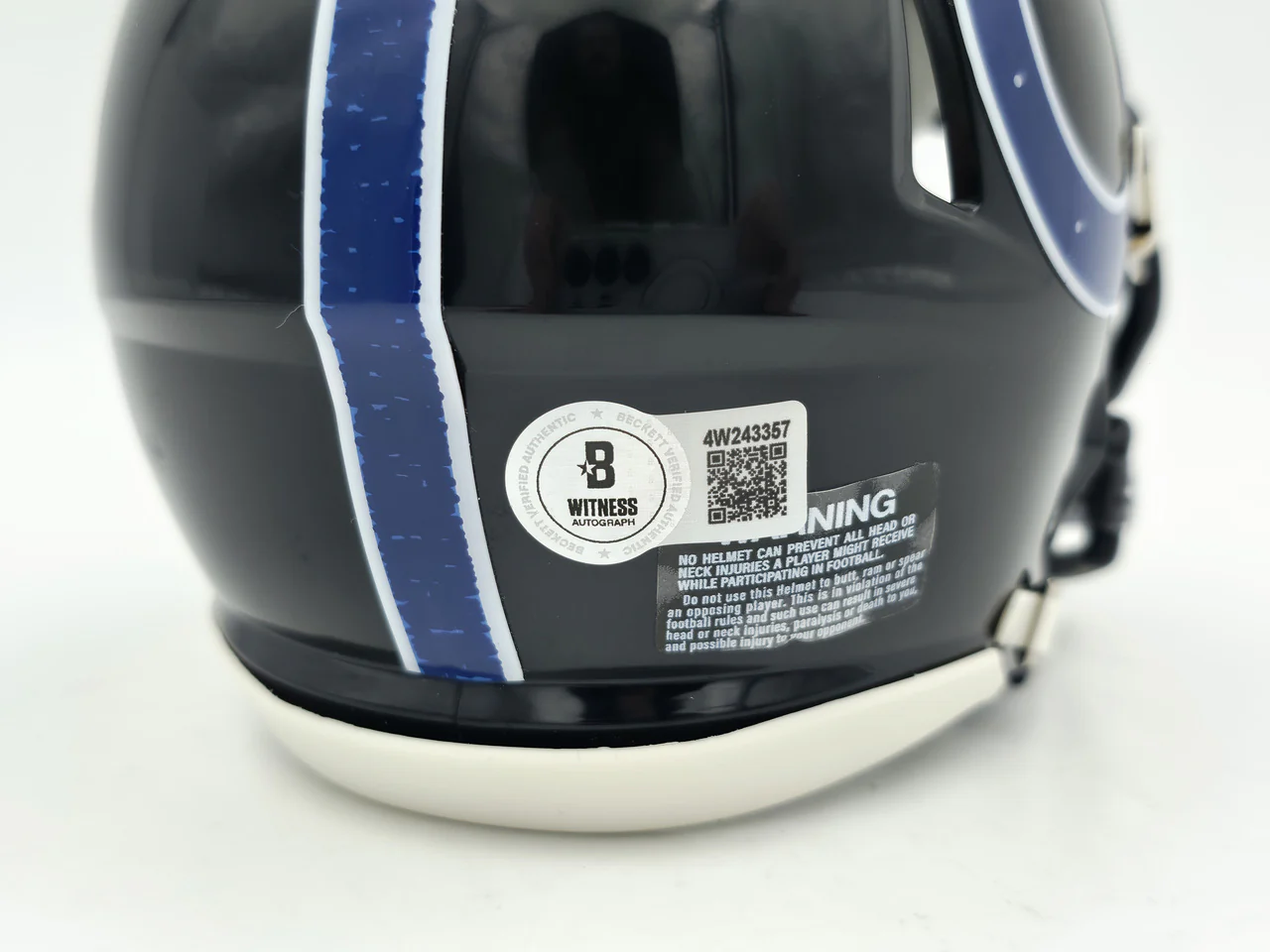Jonathan Taylor Autographed Indianapolis Colts 2023 Alternate Black Speed Mini Helmet Beckett BAS Witness Stock #254432 - Image 5