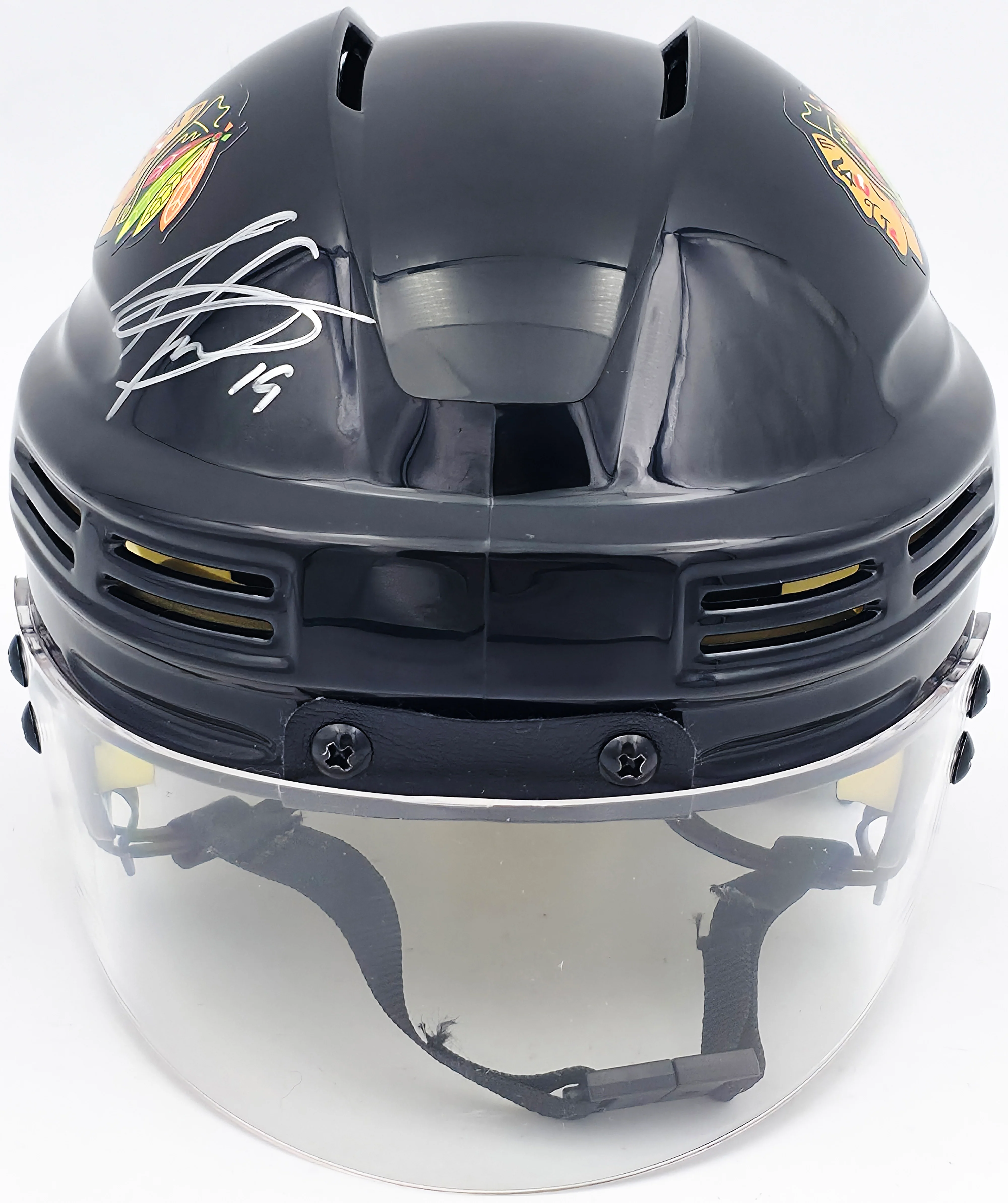 Jonathan Toews Autographed Chicago Blackhawks Black Mini Helmet Beckett BAS Witness Stock #250191 - Image 3
