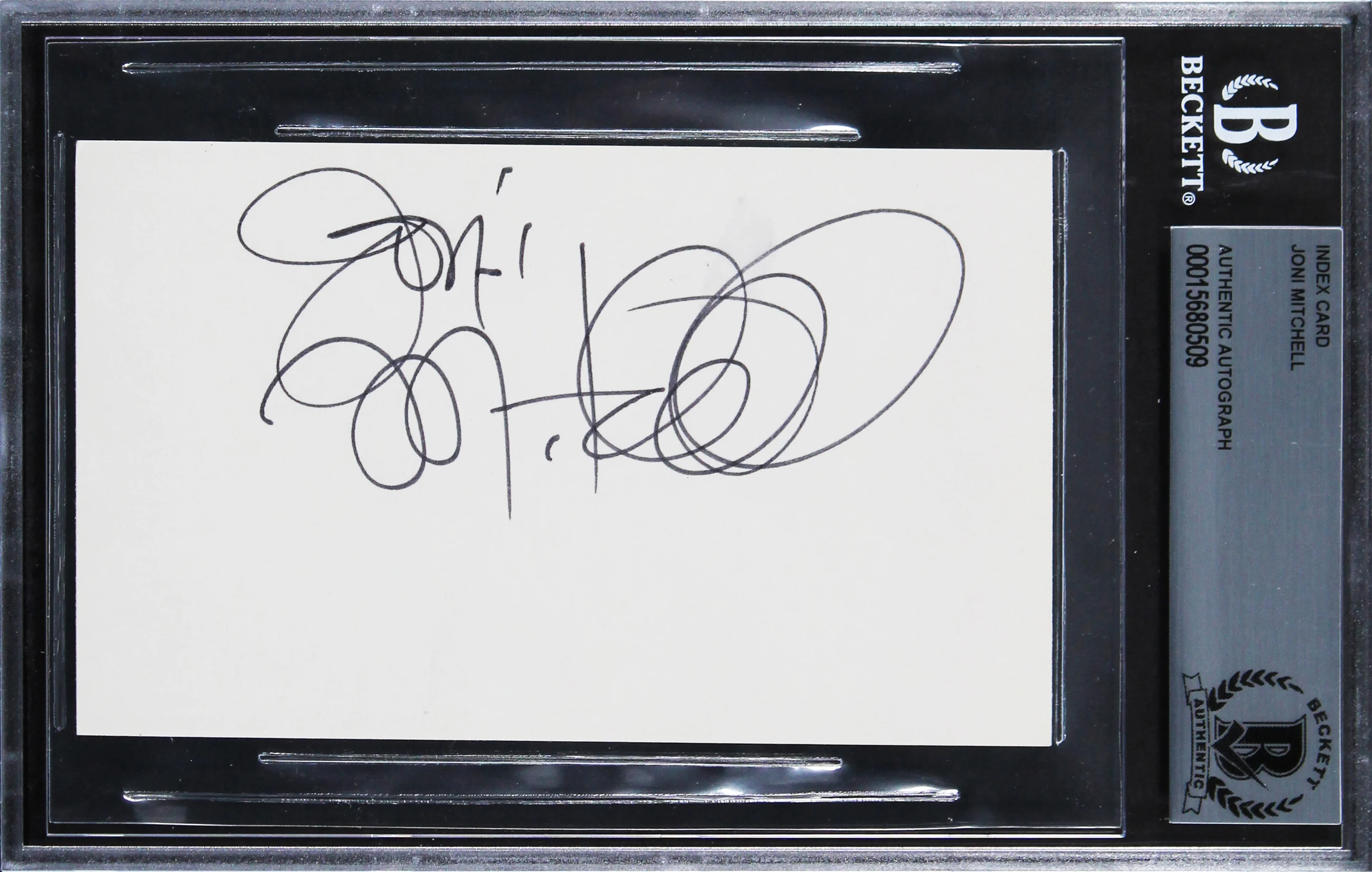 Joni Mitchell Authentic Signed 3x5 Index Card Autographed BAS Slabbed 2 - Image 2