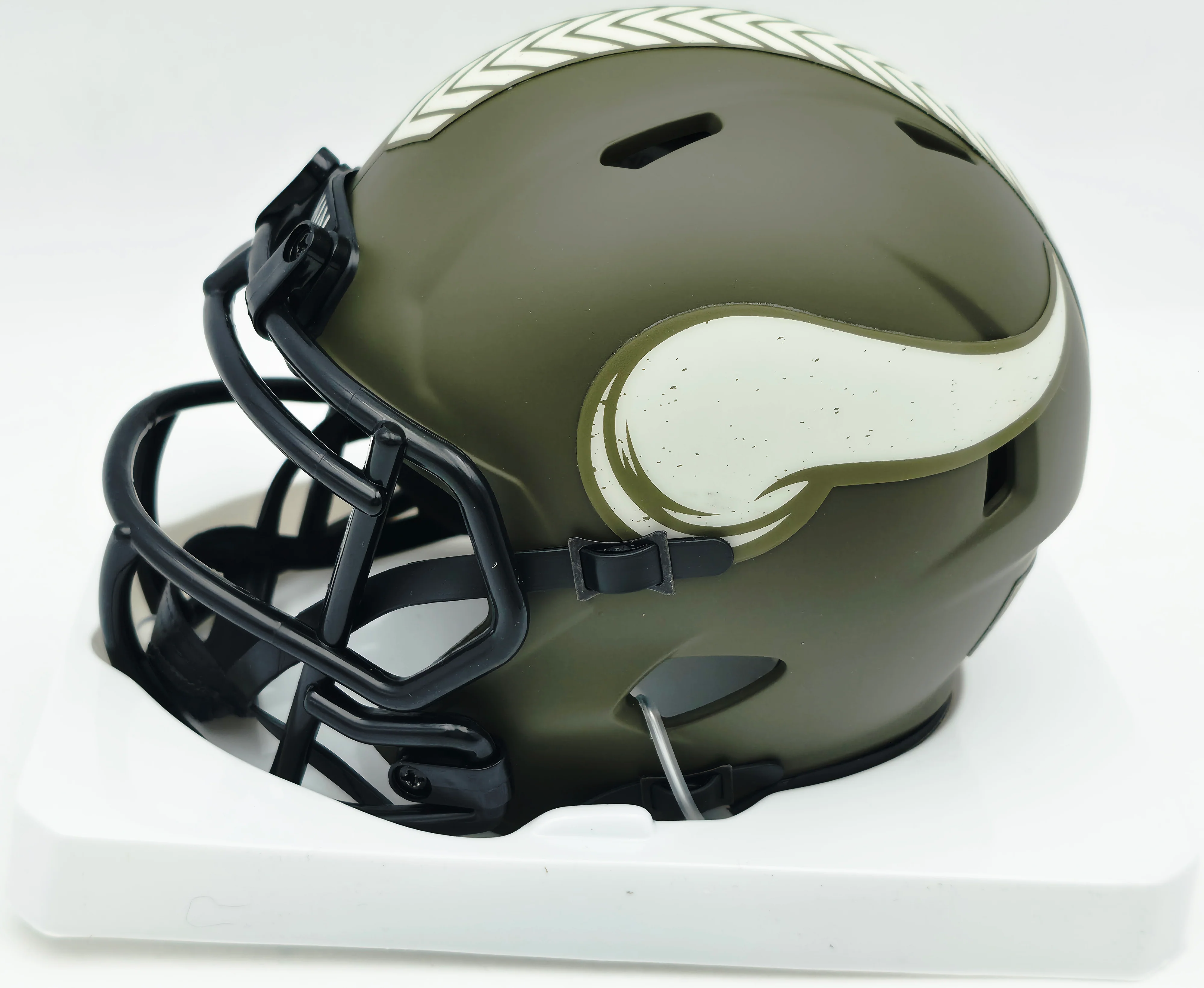 Jordan Addison Autographed Minnesota Vikings Camo Salute to Service Speed Mini Helmet Beckett BAS QR #BW00277 - Image 4