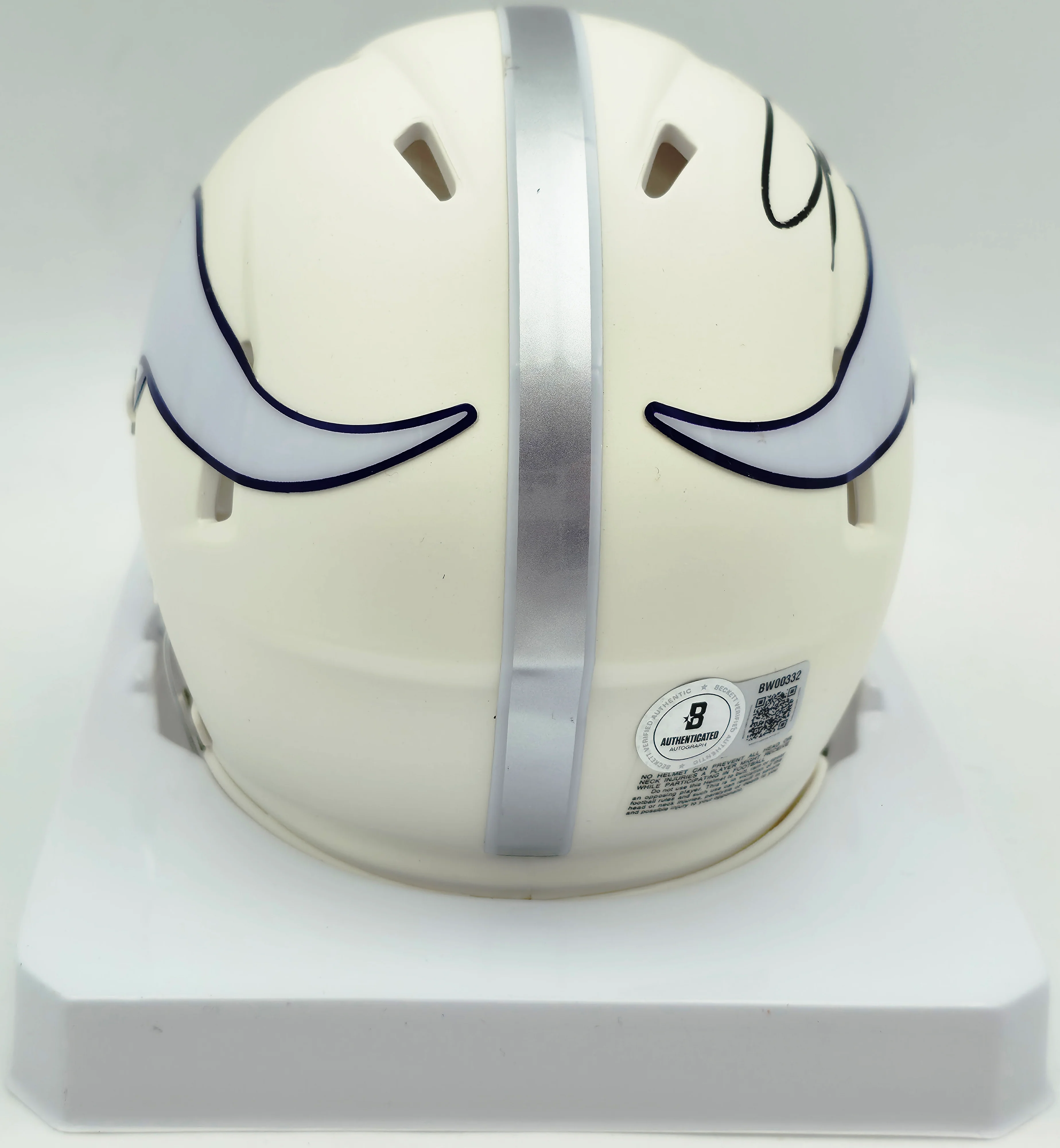 Jordan Addison Autographed Minnesota Vikings Cream Retro Speed Mini Helmet (Smudged) Beckett BAS QR #BW00332 - Image 5
