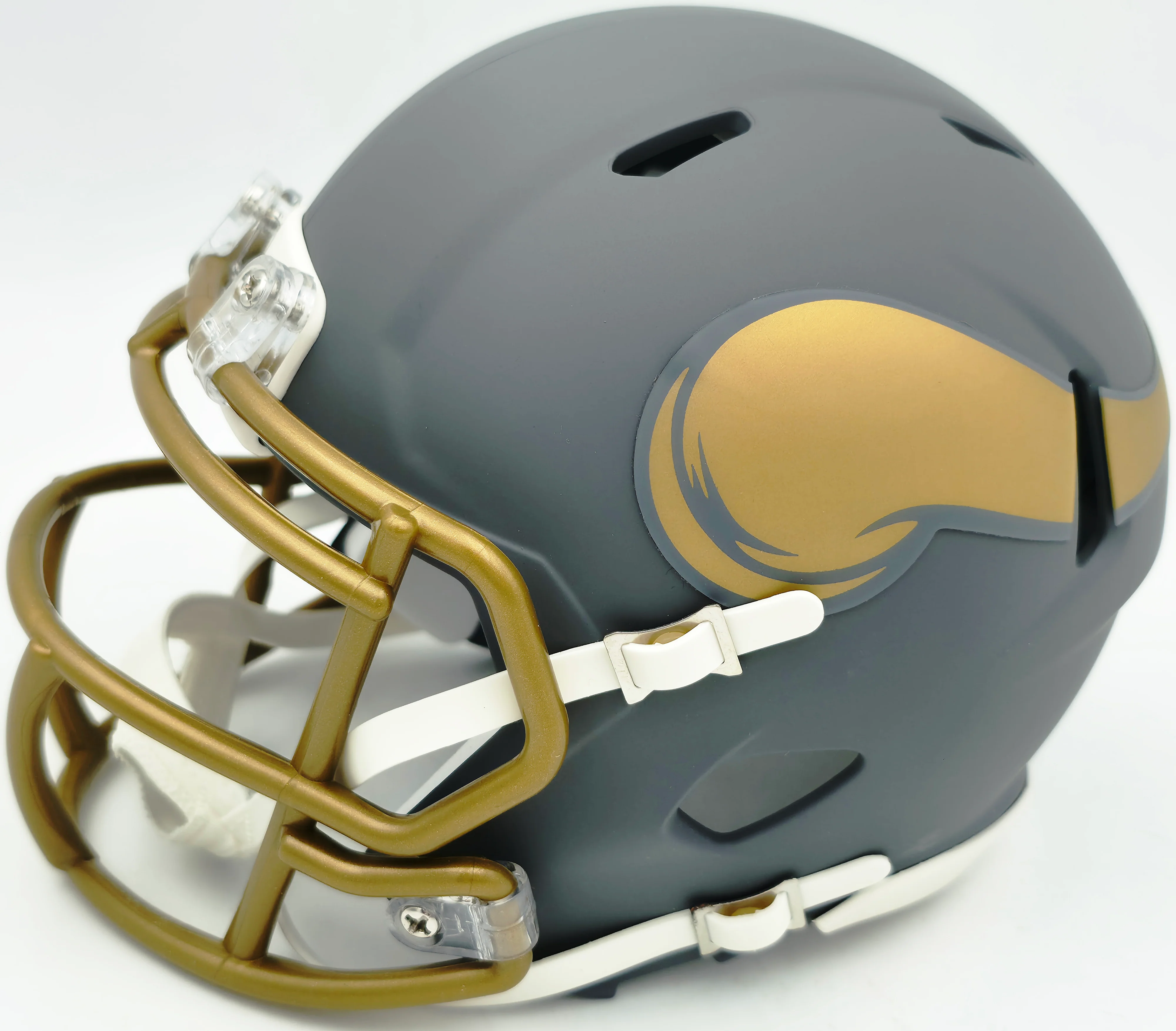 Jordan Addison Autographed Minnesota Vikings Slate Silver Speed Mini Helmet (In Black) Beckett BAS QR Stock #261898 - Image 3