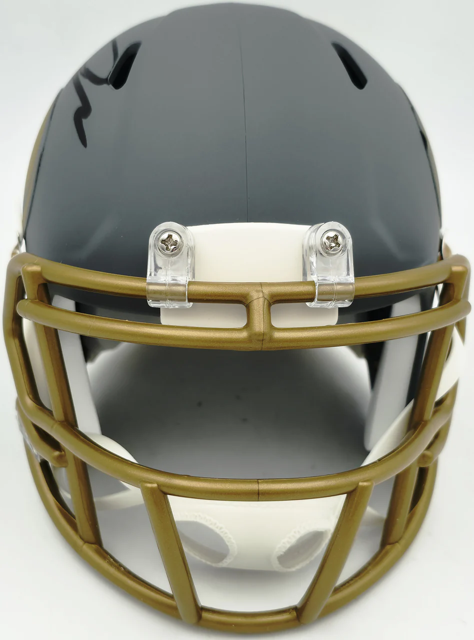 Jordan Addison Autographed Minnesota Vikings Slate Silver Speed Mini Helmet (In Black) Beckett BAS QR Stock #261898 - Image 4