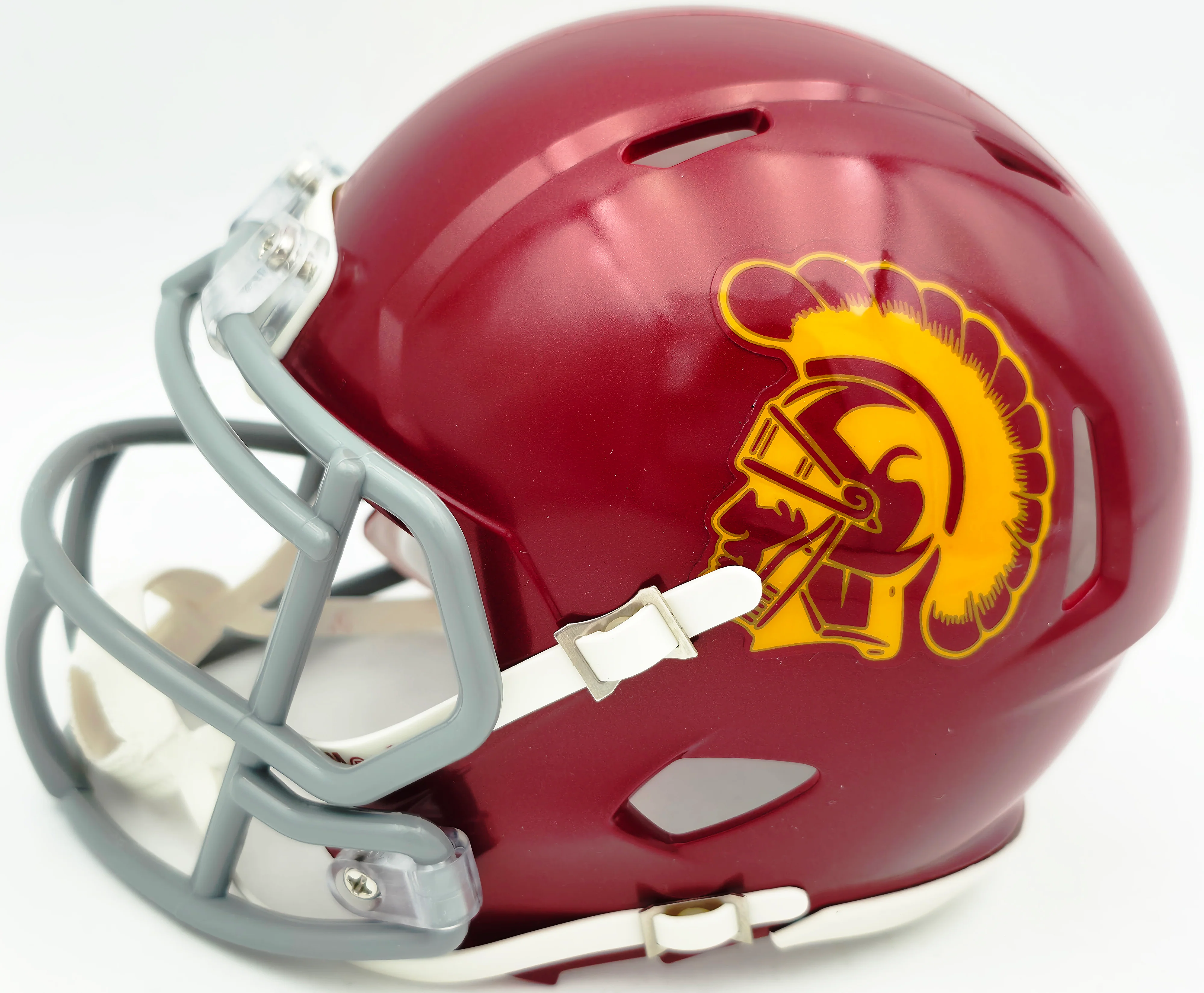 Jordan Addison Autographed USC Trojans Red Speed Mini Helmet (In Yellow) Beckett BAS QR Stock #261910 - Image 3