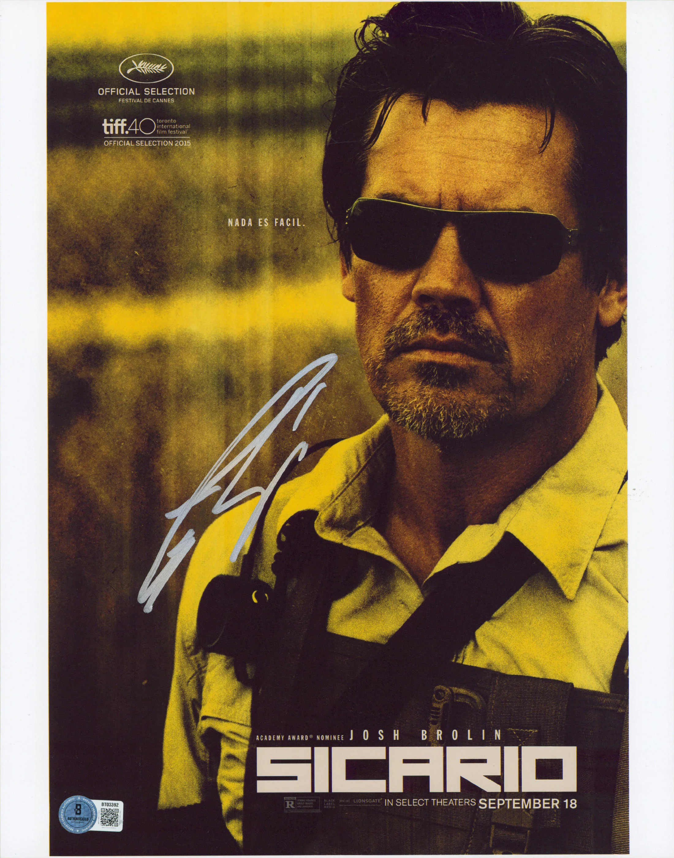 Josh Brolin Sicario Authentic Signed 11x14 Vertical Photo BAS #BT03392 - Image 2