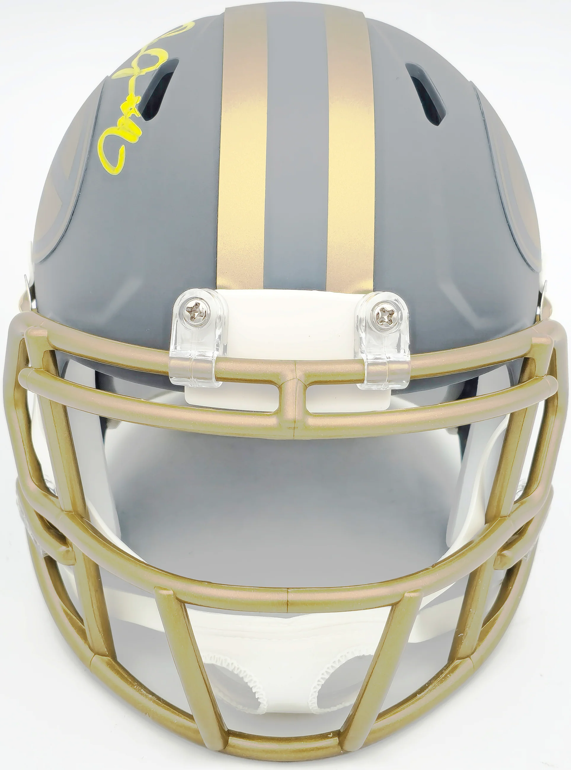 Josh Jacobs Autographed Green Bay Packers Slate Gray Speed Mini Helmet Beckett BAS Witness Stock #230062 - Image 3