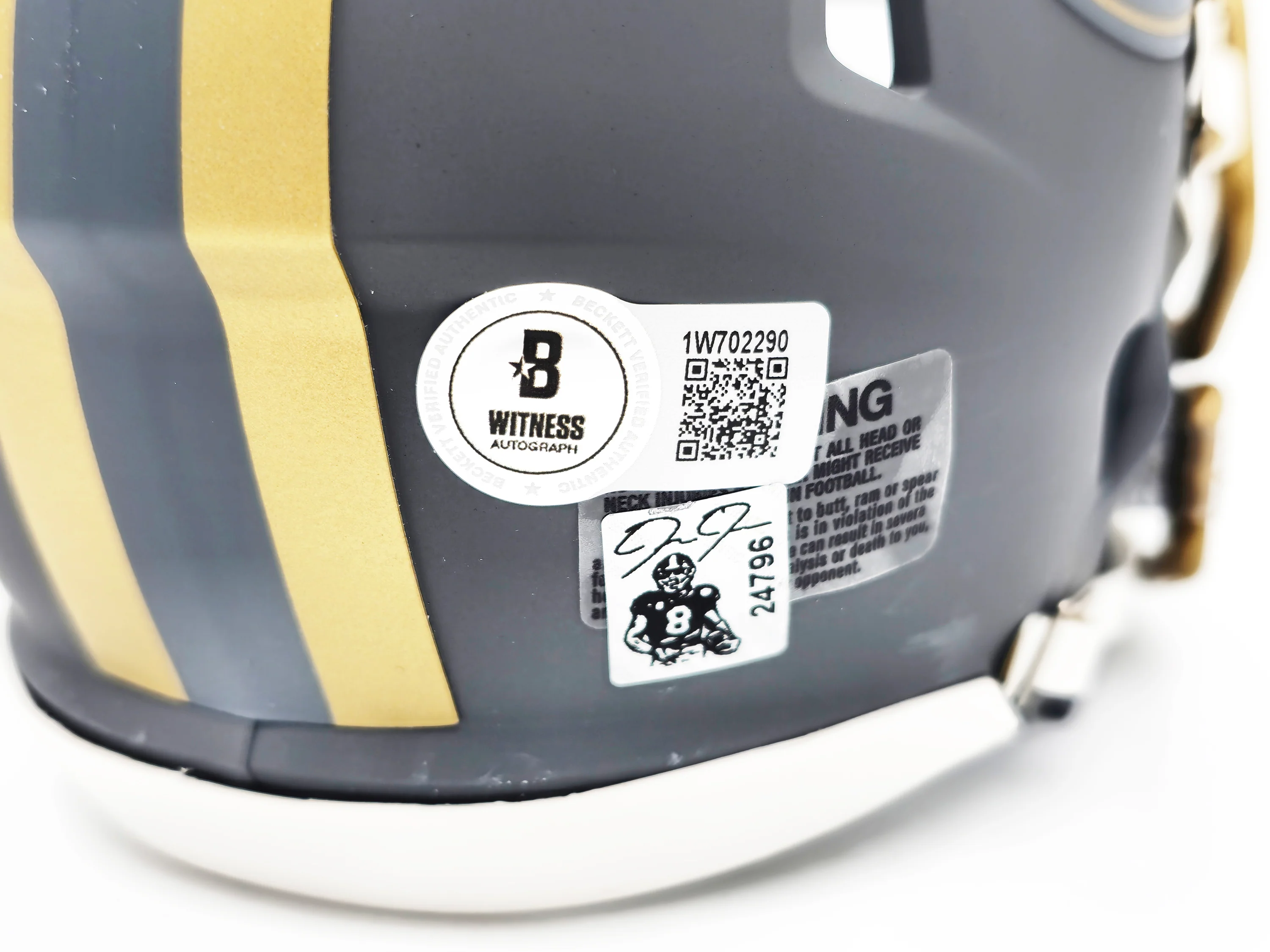 Josh Jacobs Autographed Green Bay Packers Slate Gray Speed Mini Helmet Beckett BAS Witness Stock #230237 - Image 5