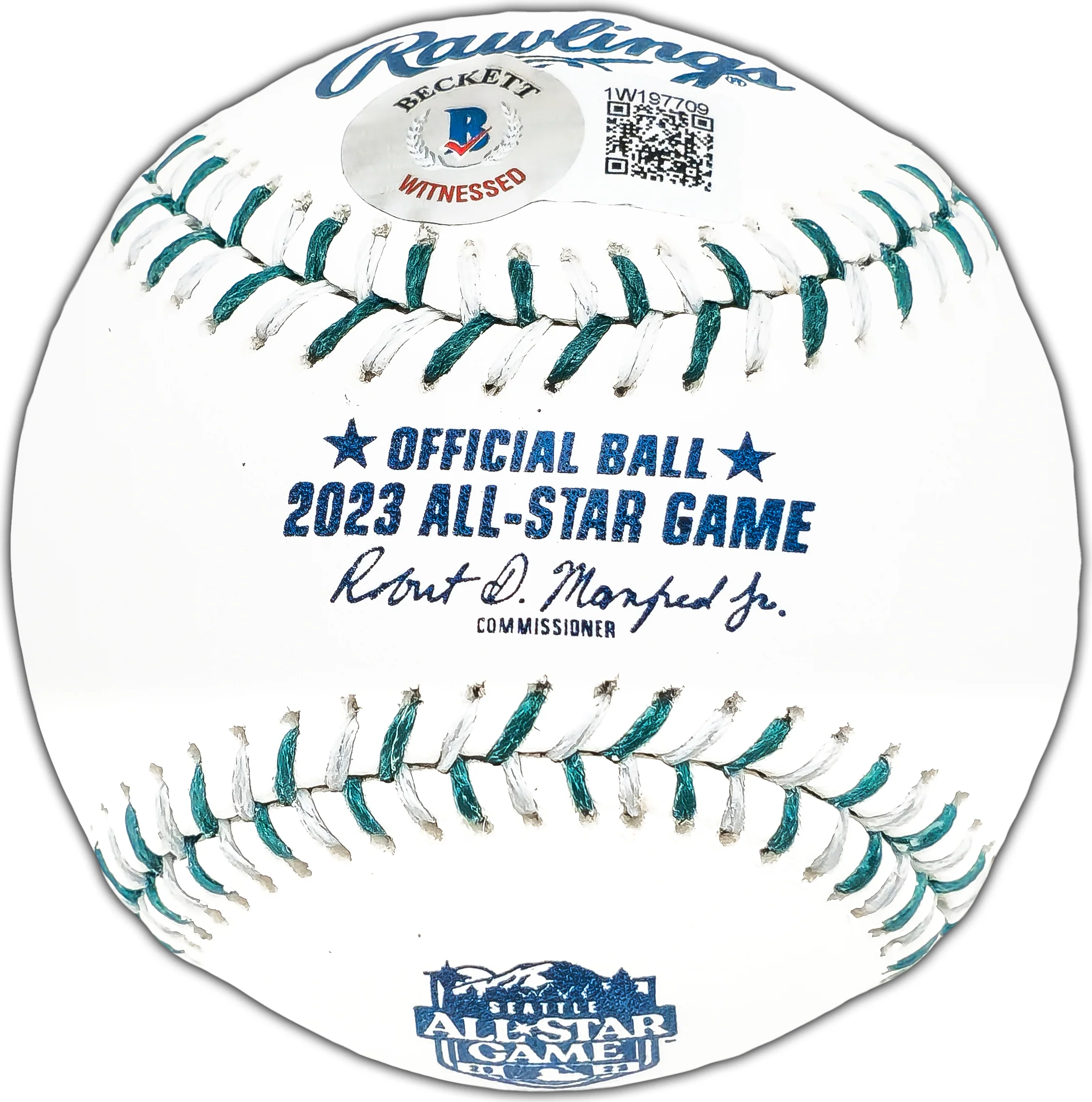 Josh Jung Autographed Official 2023 All Star Game Logo Game Baseball Texas Rangers Beckett BAS Witness Stock #224412 - Image 2