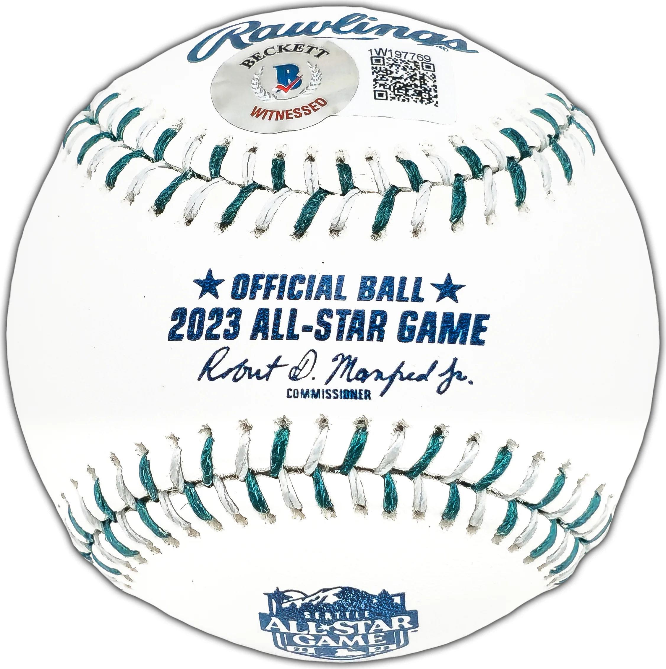 Josh Jung Autographed Official 2023 All Star Game Logo Game Baseball Texas Rangers "Rookie AS Game" Beckett BAS Witness Stock #224411 - Image 2