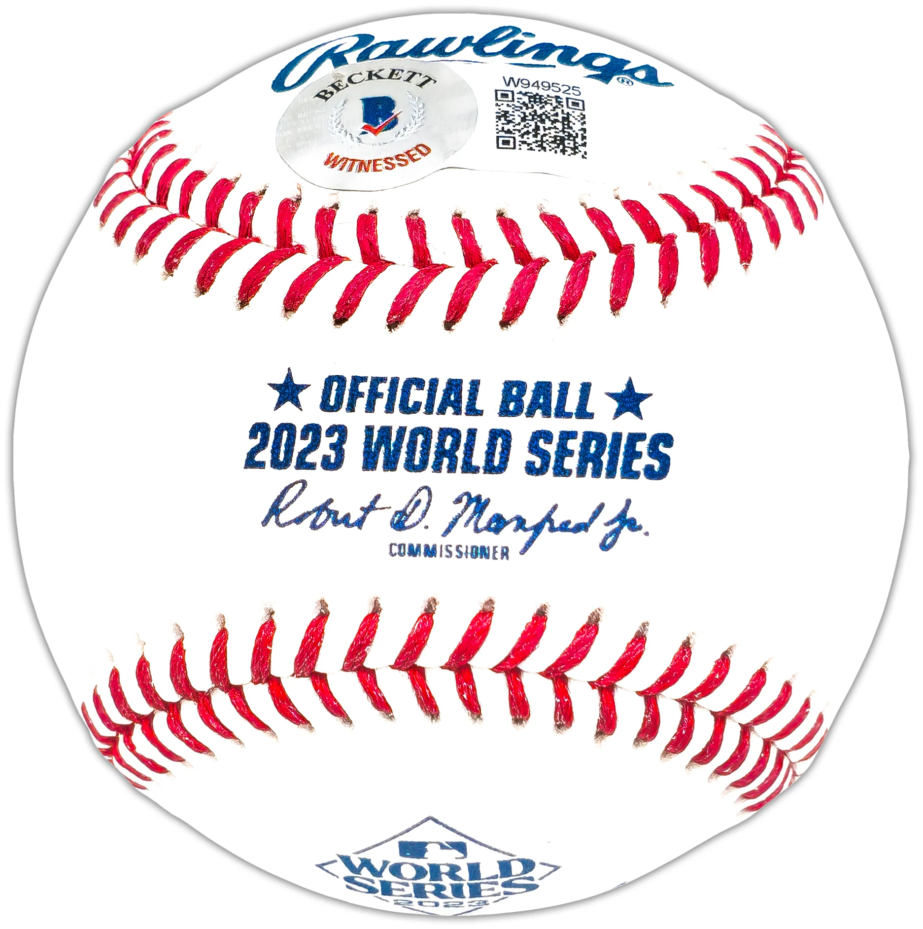 Josh Jung Autographed Official 2023 World Series Logo MLB Baseball Texas Rangers Beckett BAS Witness Stock #221328 - Image 2