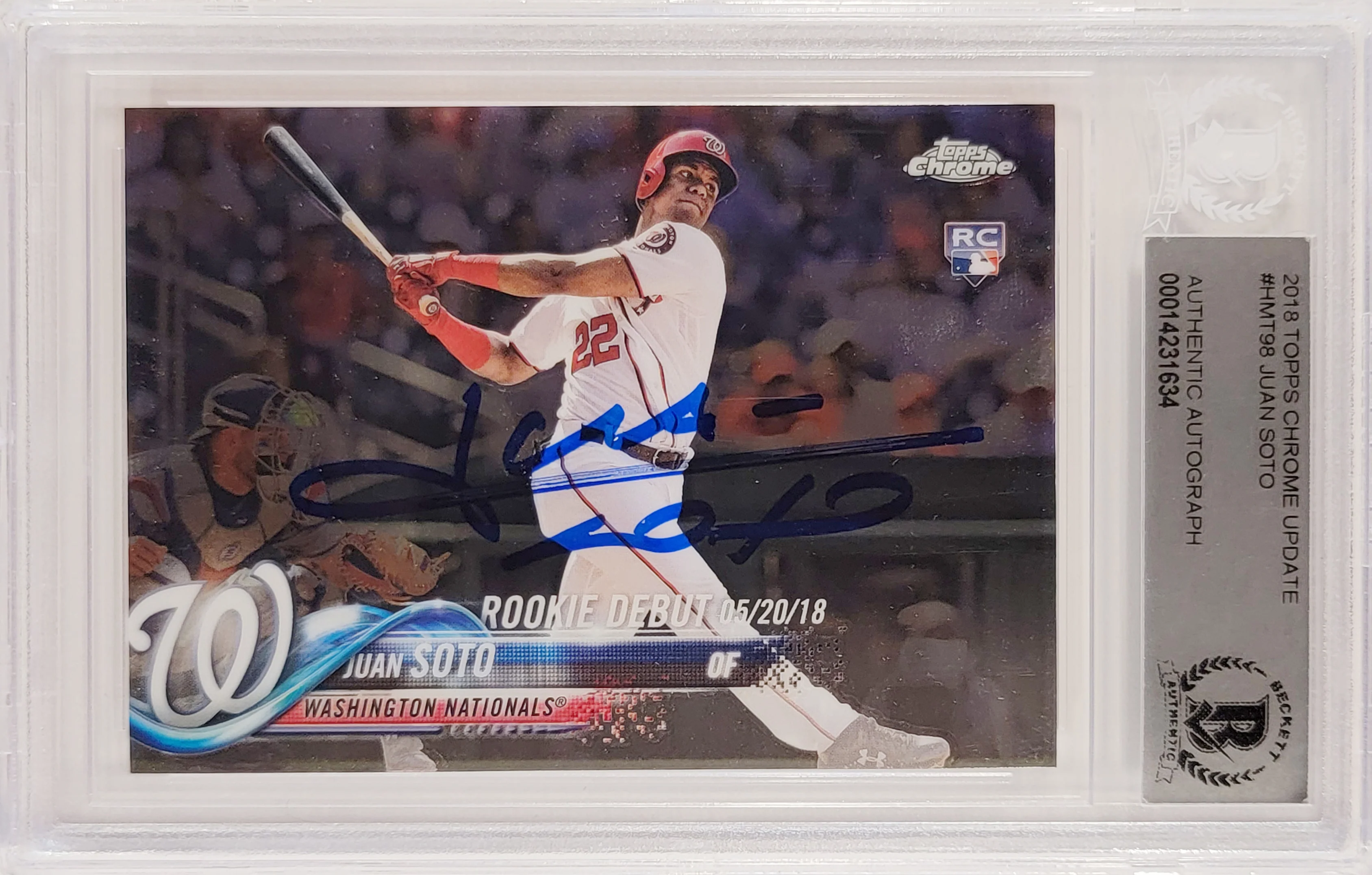Juan Soto Autographed 2018 Topps Chrome Update Rookie Card #HMT98 New York Mets Beckett BAS #14231634 - Image 2