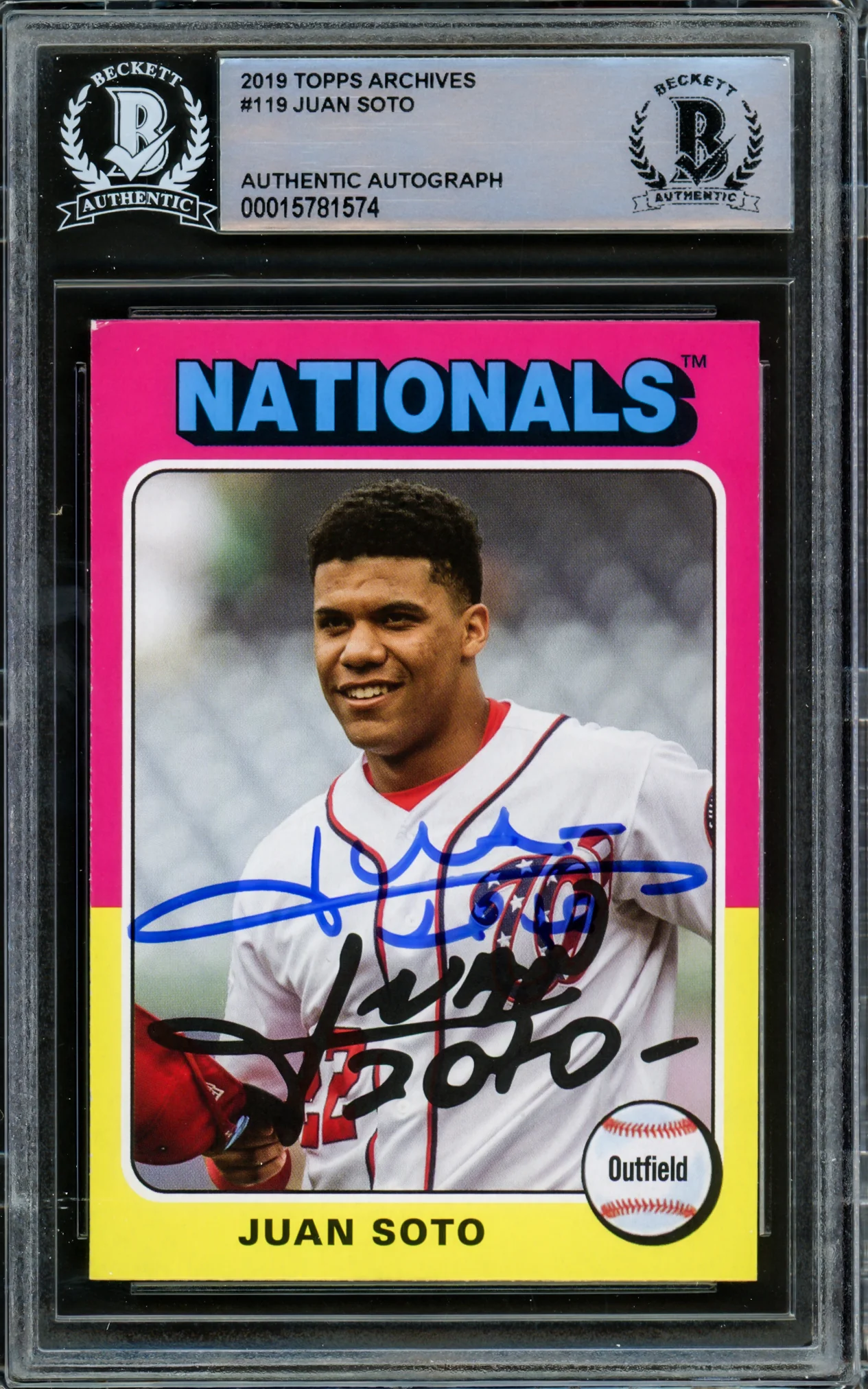 Juan Soto Autographed 2019 Topps Archives Card #119 New York Mets Beckett BAS #15781574